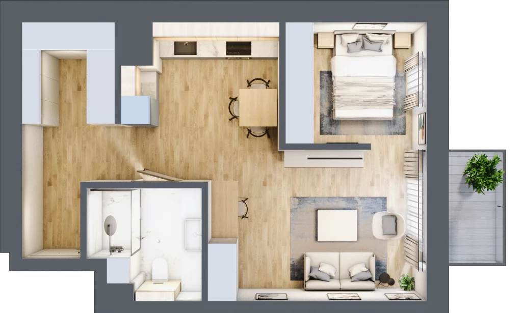 1 pokój, mieszkanie 48,13 m², piętro 3, oferta nr B.3.93, Daszyńskiego Square, Mińsk Mazowiecki, ul. Ignacego Daszyńskiego