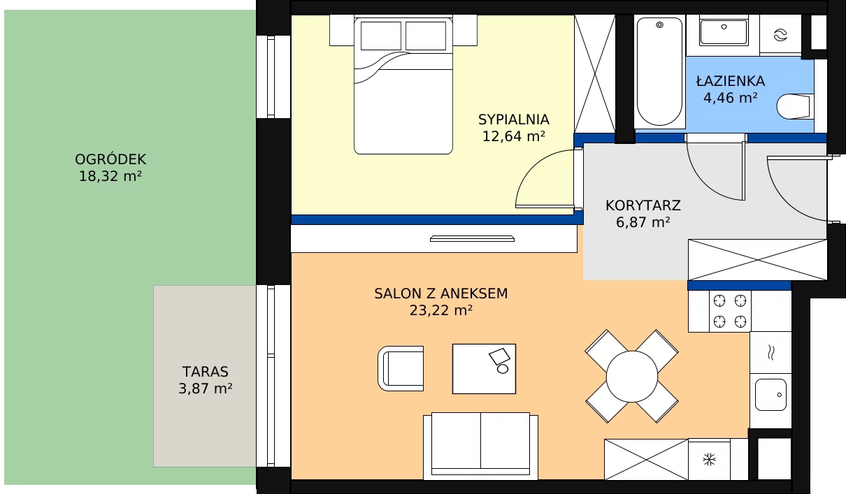 Zalety mieszkania 48.59 m², B.0.64