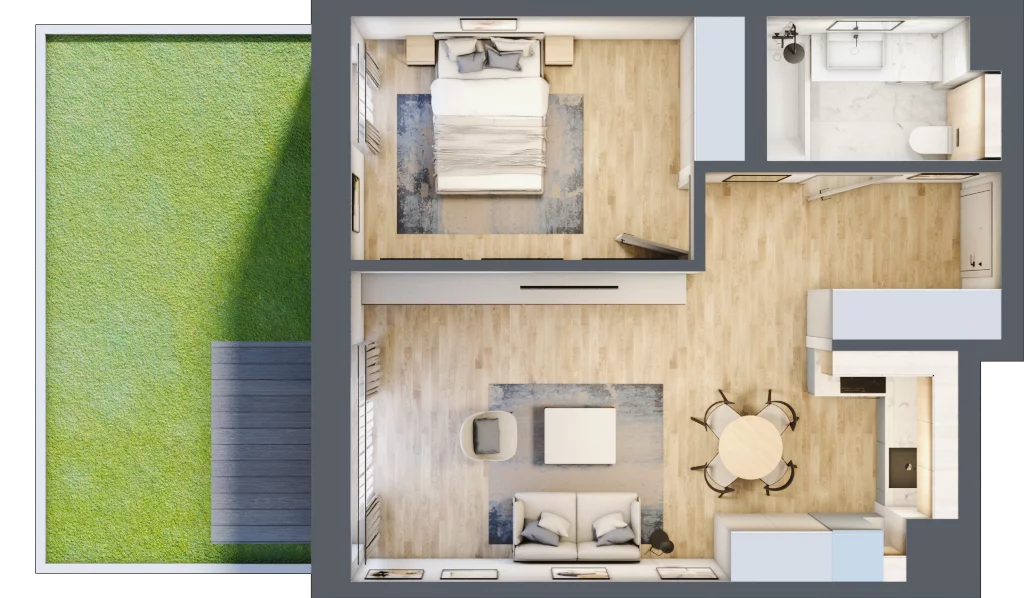 2 pokoje, mieszkanie 48,59 m², parter, oferta nr B.0.64, Daszyńskiego Square, Mińsk Mazowiecki, ul. Ignacego Daszyńskiego