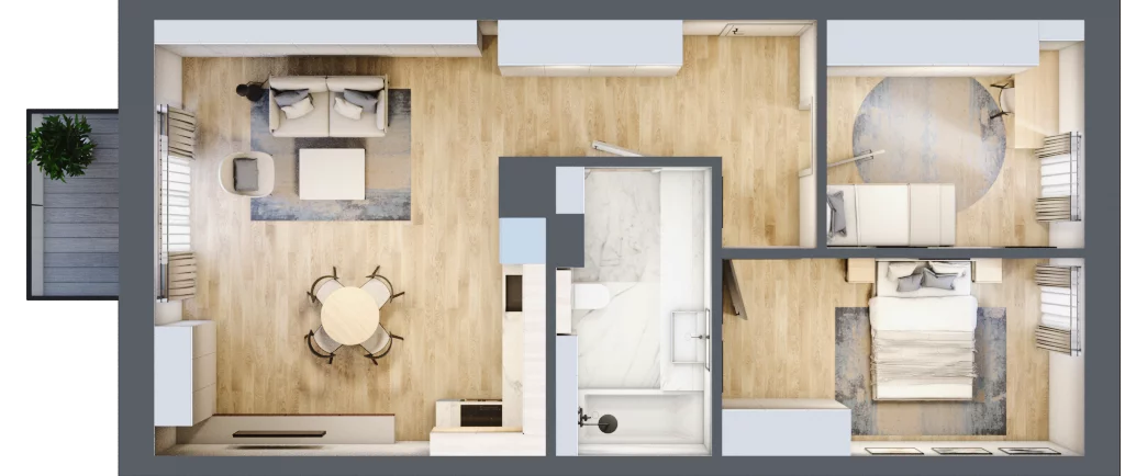 3 pokoje, mieszkanie 68,24 m², piętro 1, oferta nr B.1.66, Daszyńskiego Square, Mińsk Mazowiecki, ul. Ignacego Daszyńskiego