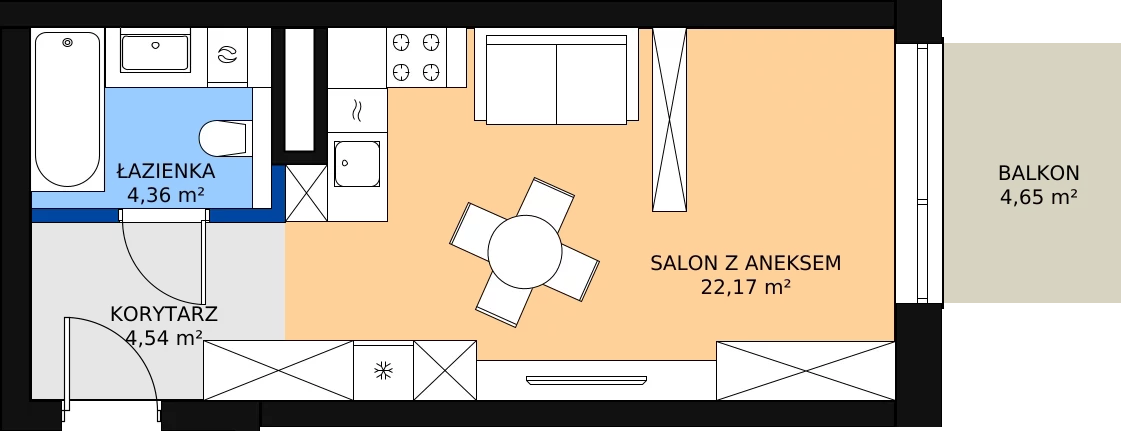 Zalety mieszkania 31.5 m², A.4.43