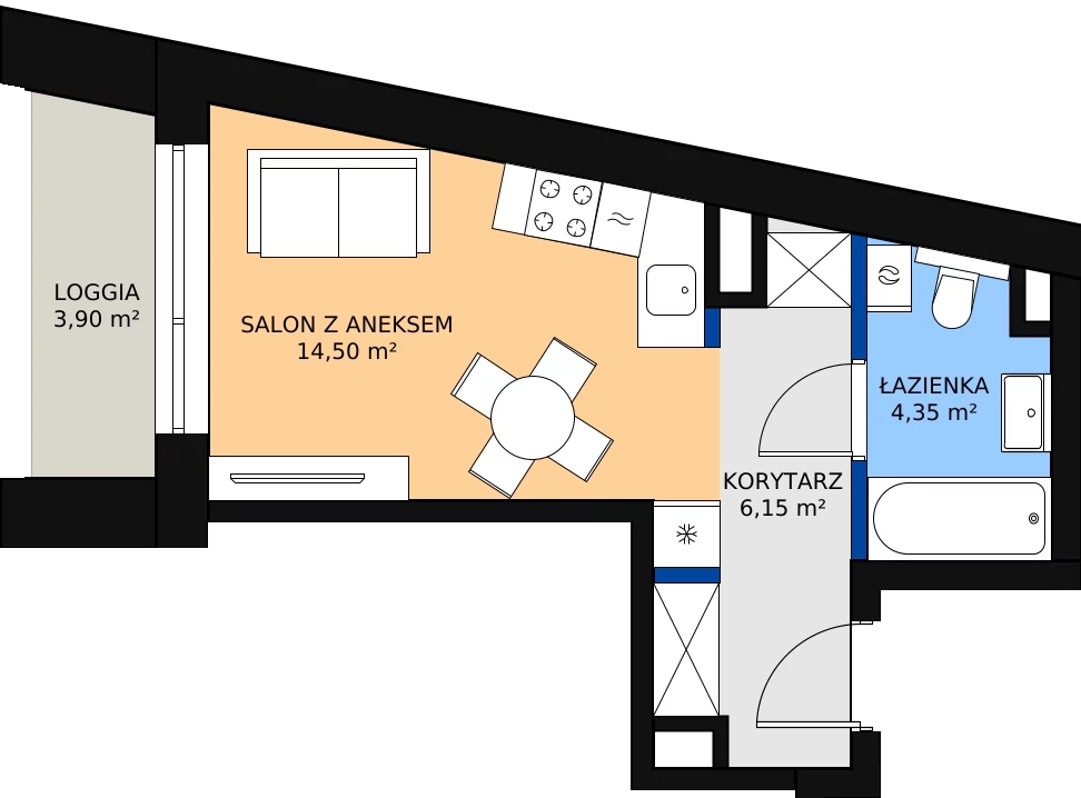 Zalety mieszkania 25.55 m², A.4.50