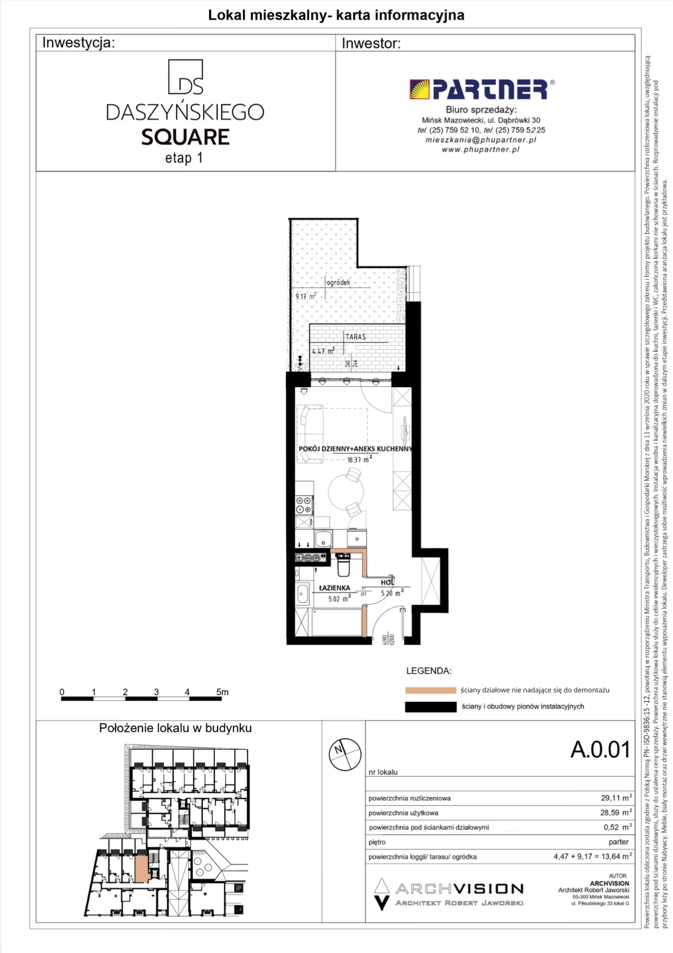 1 pokój, mieszkanie 29,11 m², parter, oferta nr 1, Daszyńskiego Square, Mińsk Mazowiecki, ul. Ignacego Daszyńskiego