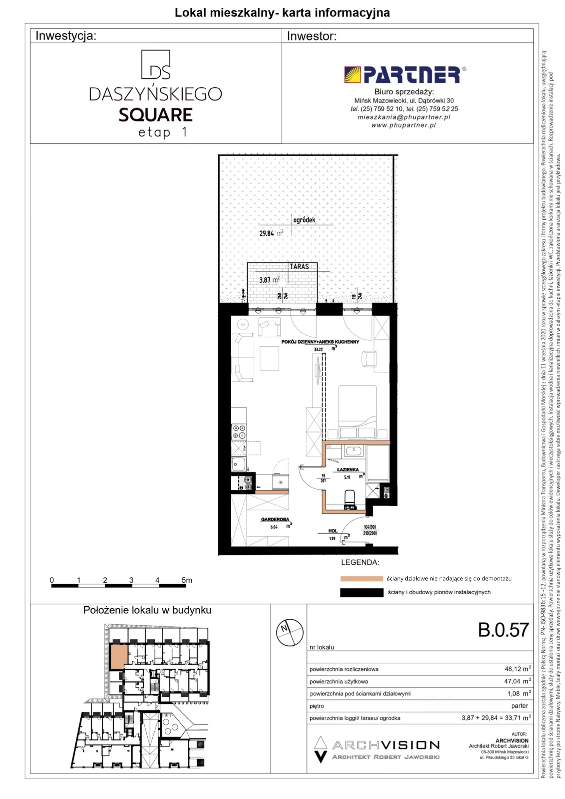 Mieszkanie 48,12 m², parter, oferta nr 57, Daszyńskiego Square, Mińsk Mazowiecki, ul. Ignacego Daszyńskiego