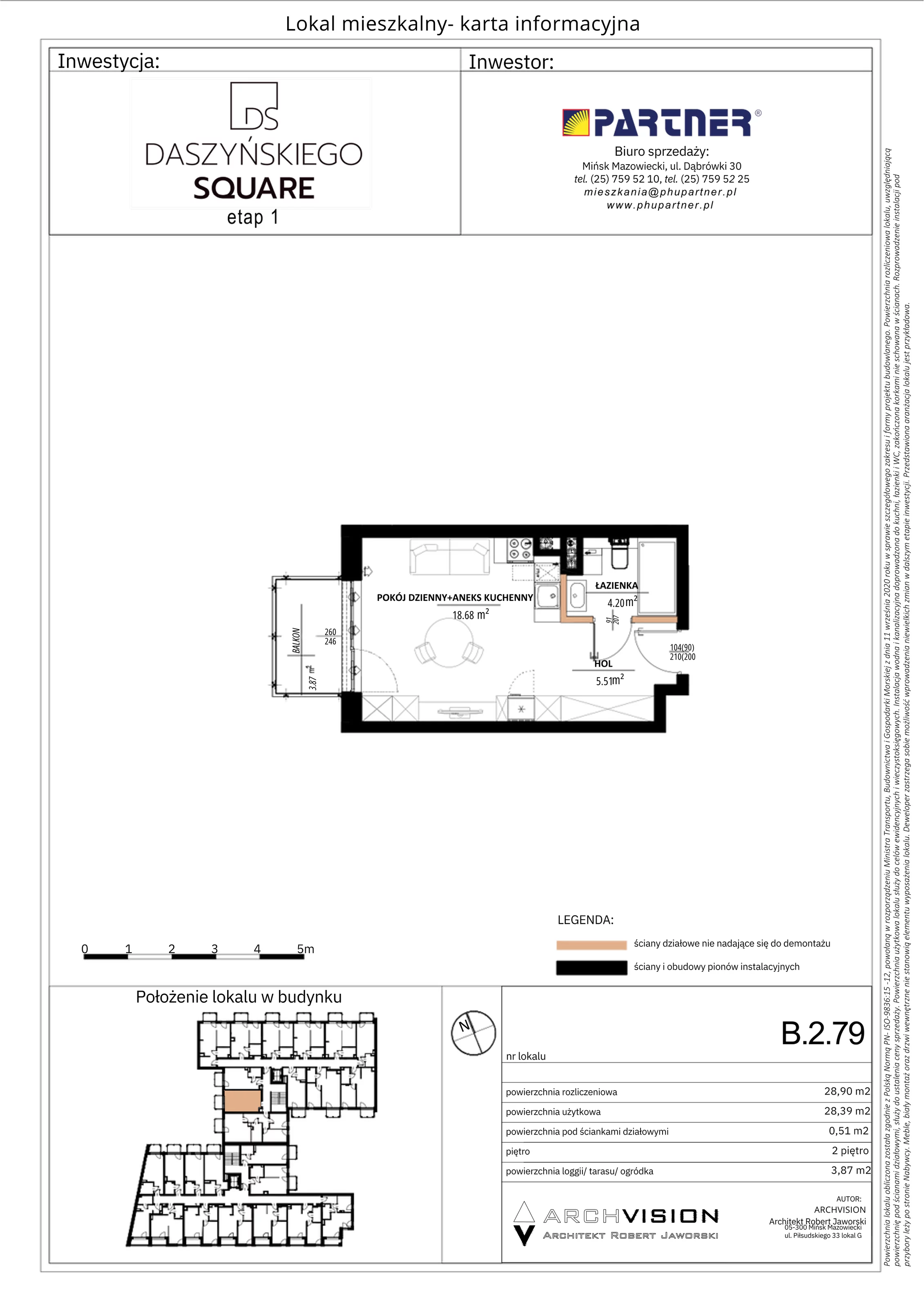 Mieszkanie 28,90 m², piętro 2, oferta nr 79, Daszyńskiego Square, Mińsk Mazowiecki, ul. Ignacego Daszyńskiego