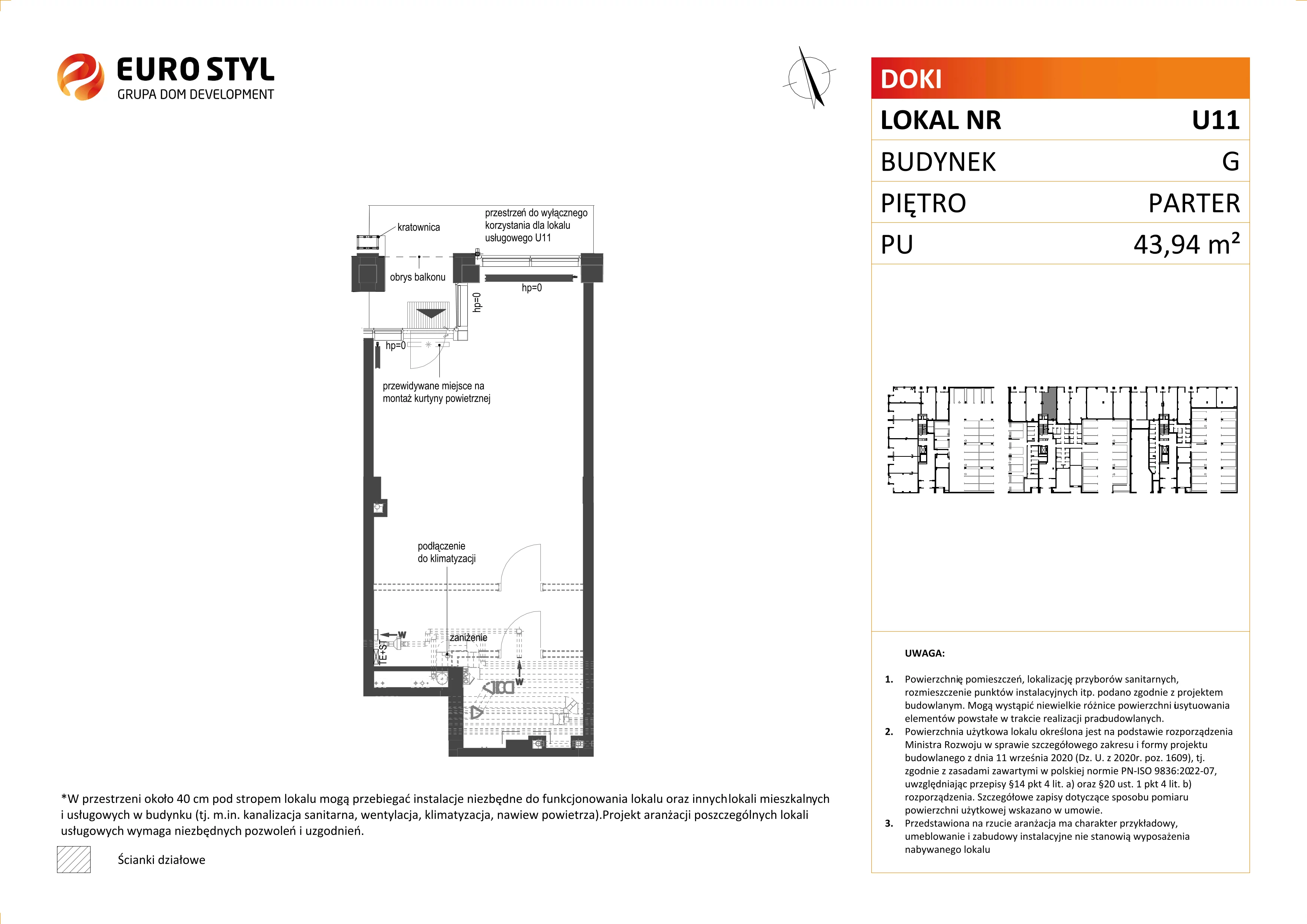 Lokal użytkowy 43,94 m², oferta nr G/U11, DOKI Living -  lokale usługowe, Gdańsk, Śródmieście, ul. Aleja Doki