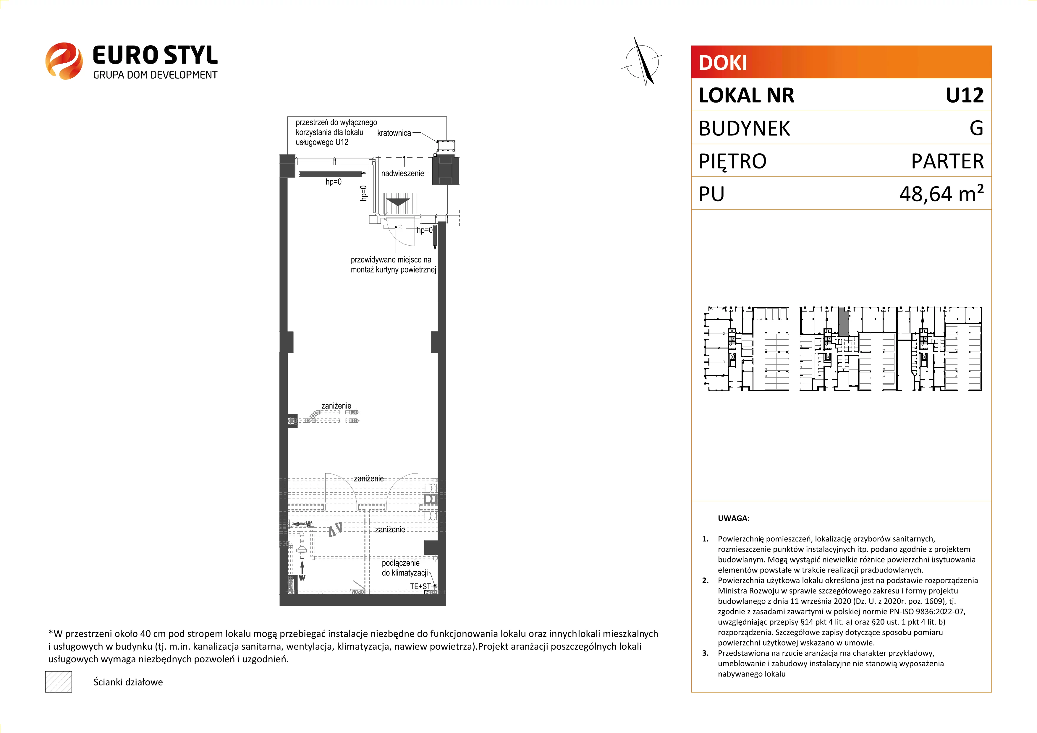 Lokal użytkowy 48,64 m², oferta nr G/U12, DOKI Living -  lokale usługowe, Gdańsk, Śródmieście, ul. Aleja Doki
