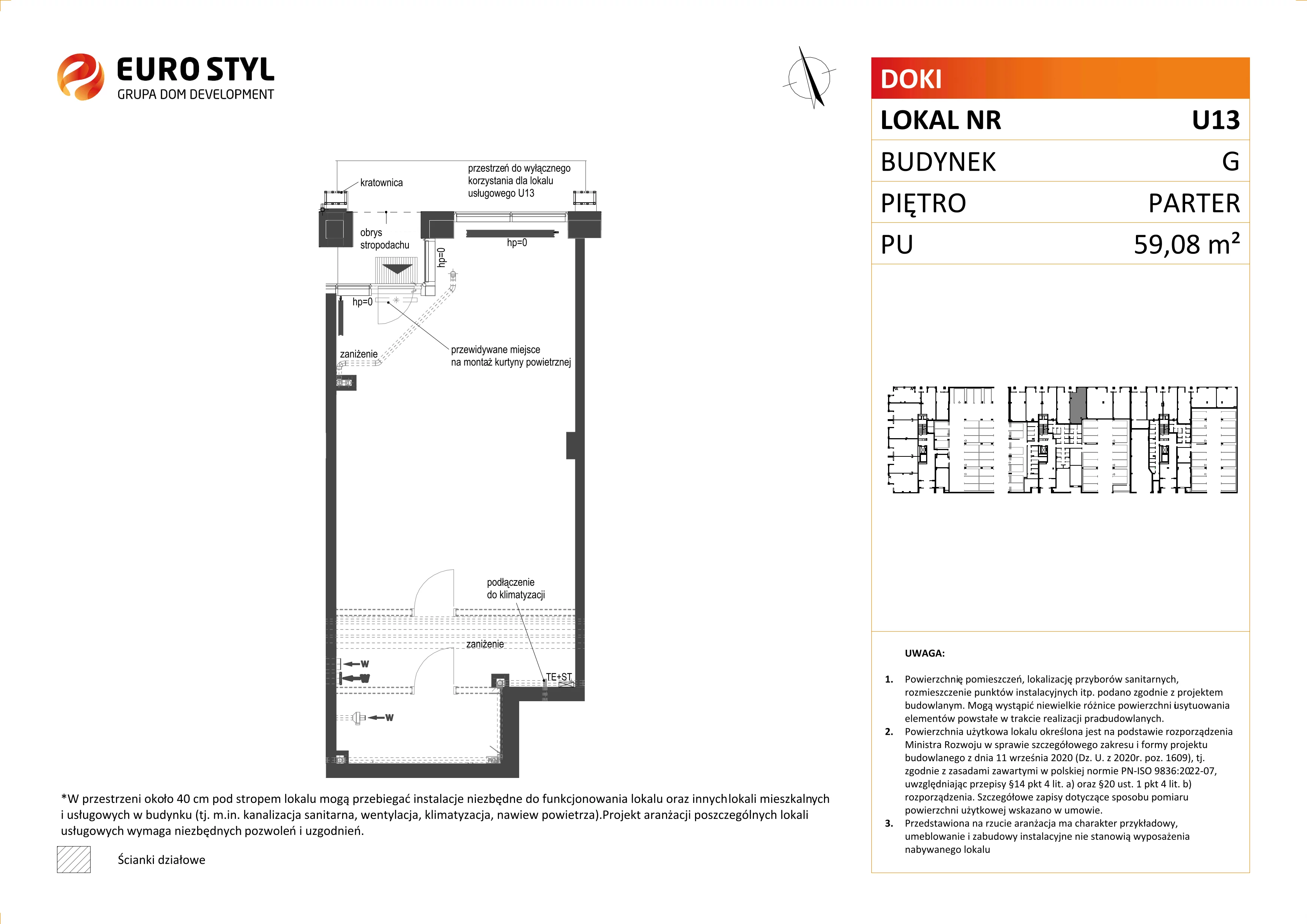 Lokal użytkowy 59,08 m², oferta nr G/U13, DOKI Living -  lokale usługowe, Gdańsk, Śródmieście, ul. Aleja Doki