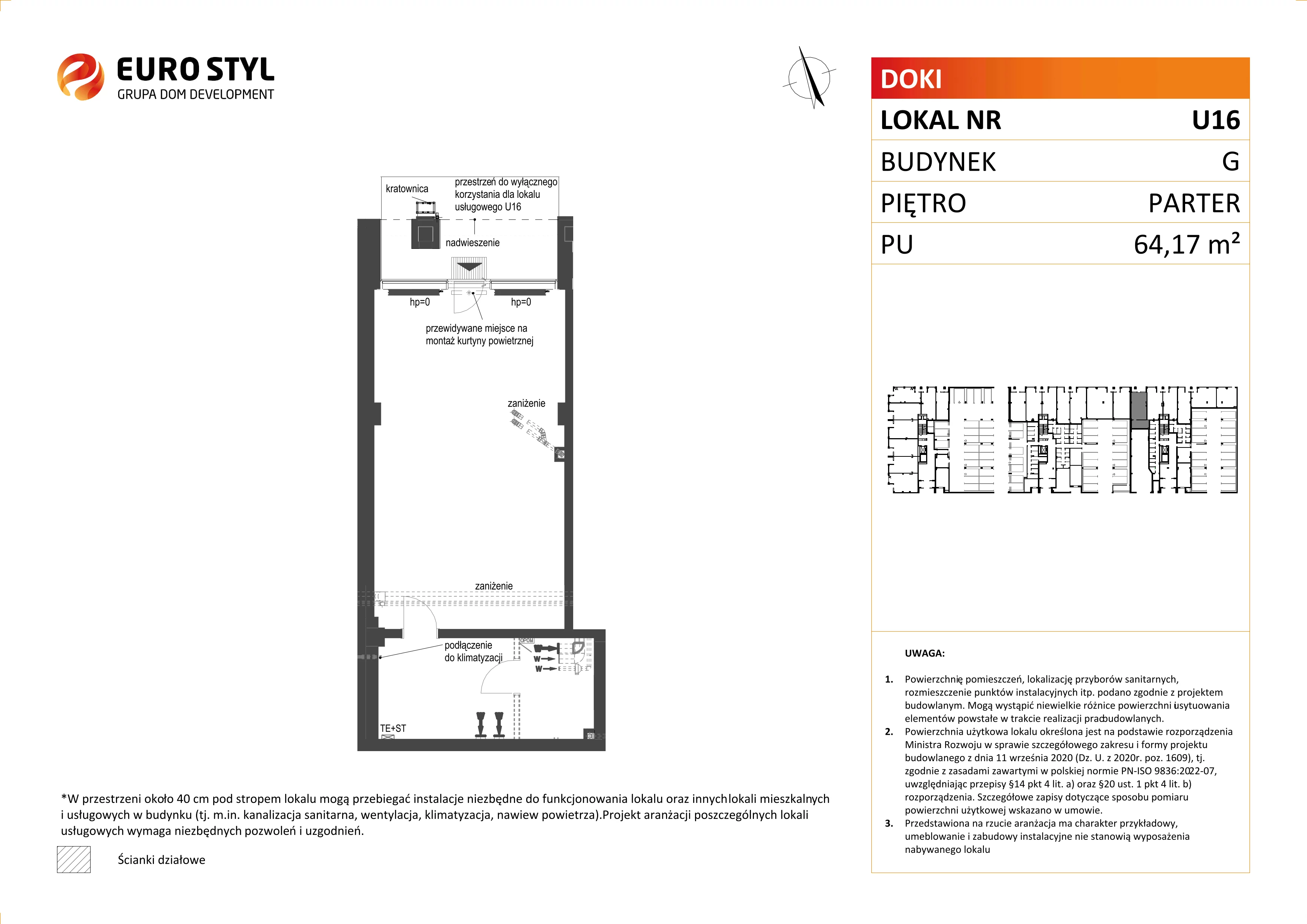 Lokal użytkowy 64,17 m², oferta nr G/U16, DOKI Living -  lokale usługowe, Gdańsk, Śródmieście, ul. Aleja Doki