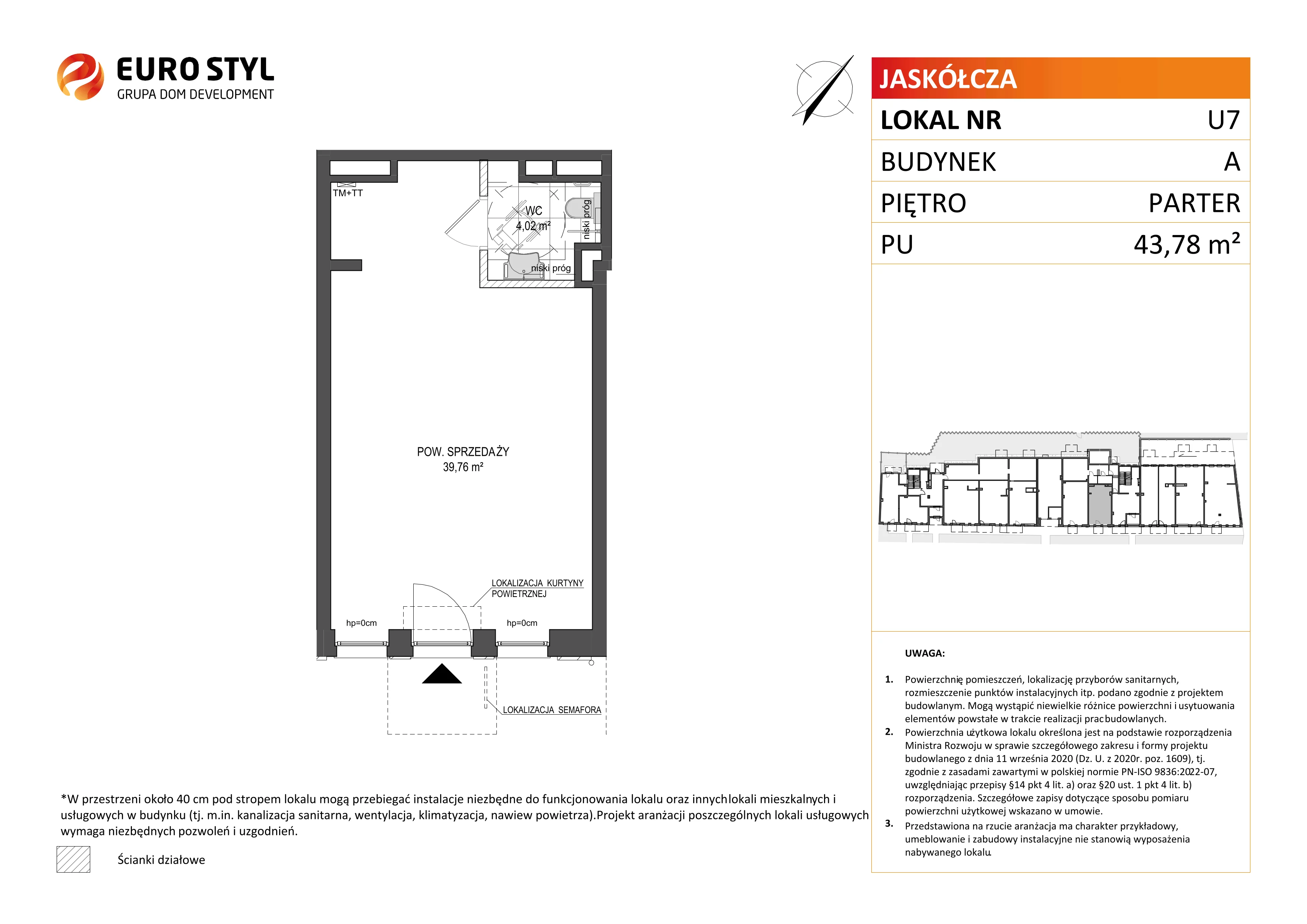 Lokal użytkowy 43,78 m², oferta nr A/7, Jaskółcza - lokale usługowe, Gdańsk, Śródmieście, Dolne Miasto, ul. Jaskółcza