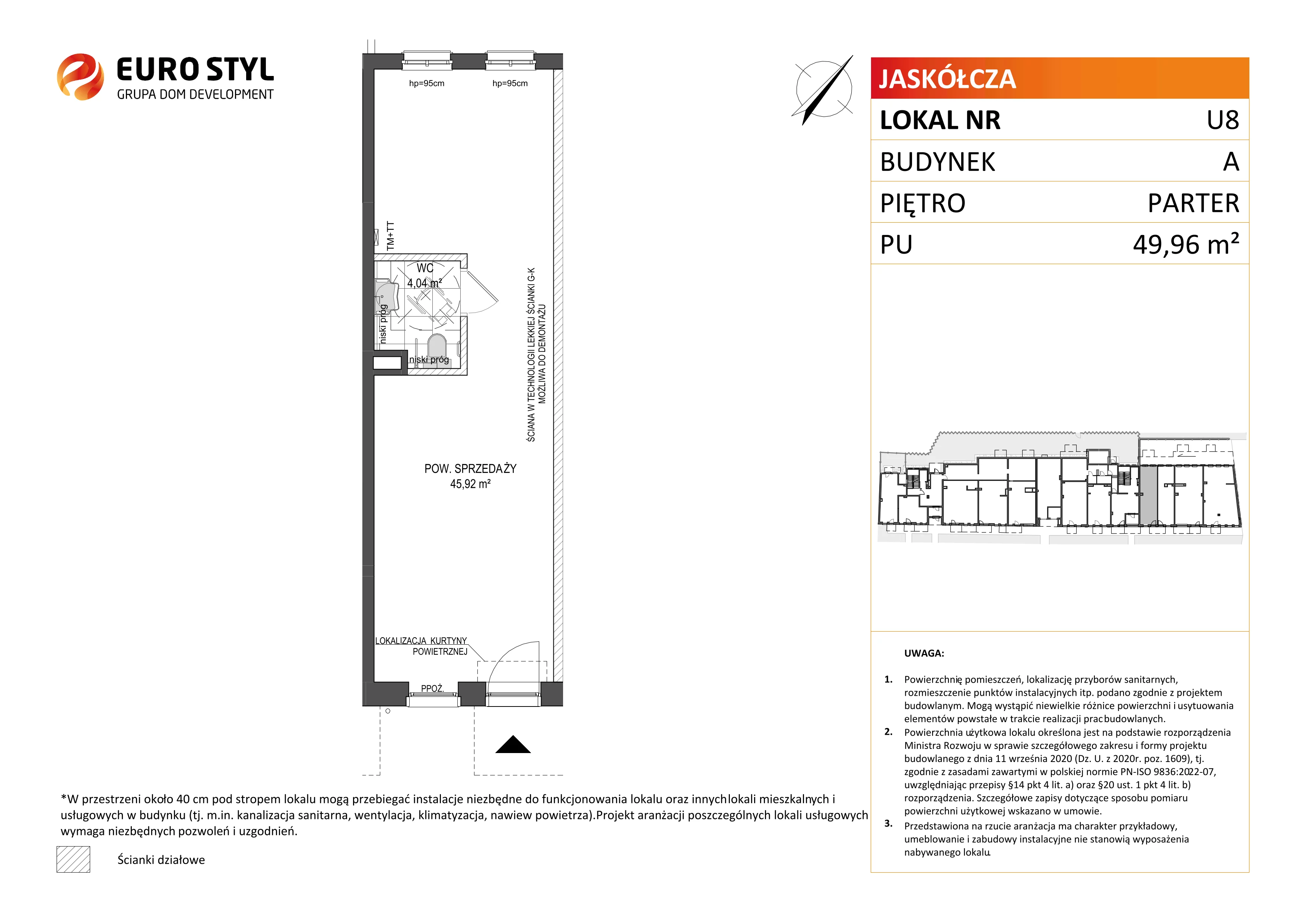 Lokal użytkowy 49,96 m², oferta nr A/8, Jaskółcza - lokale usługowe, Gdańsk, Śródmieście, Dolne Miasto, ul. Jaskółcza