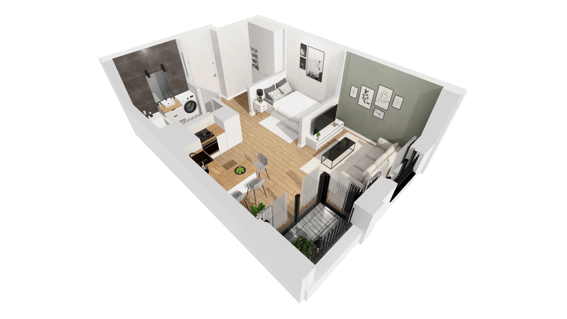 Mieszkanie 33,42 m², piętro 1, oferta nr G/154, DOKI Living - etap II, Gdańsk, Śródmieście, ul. Aleja Doki