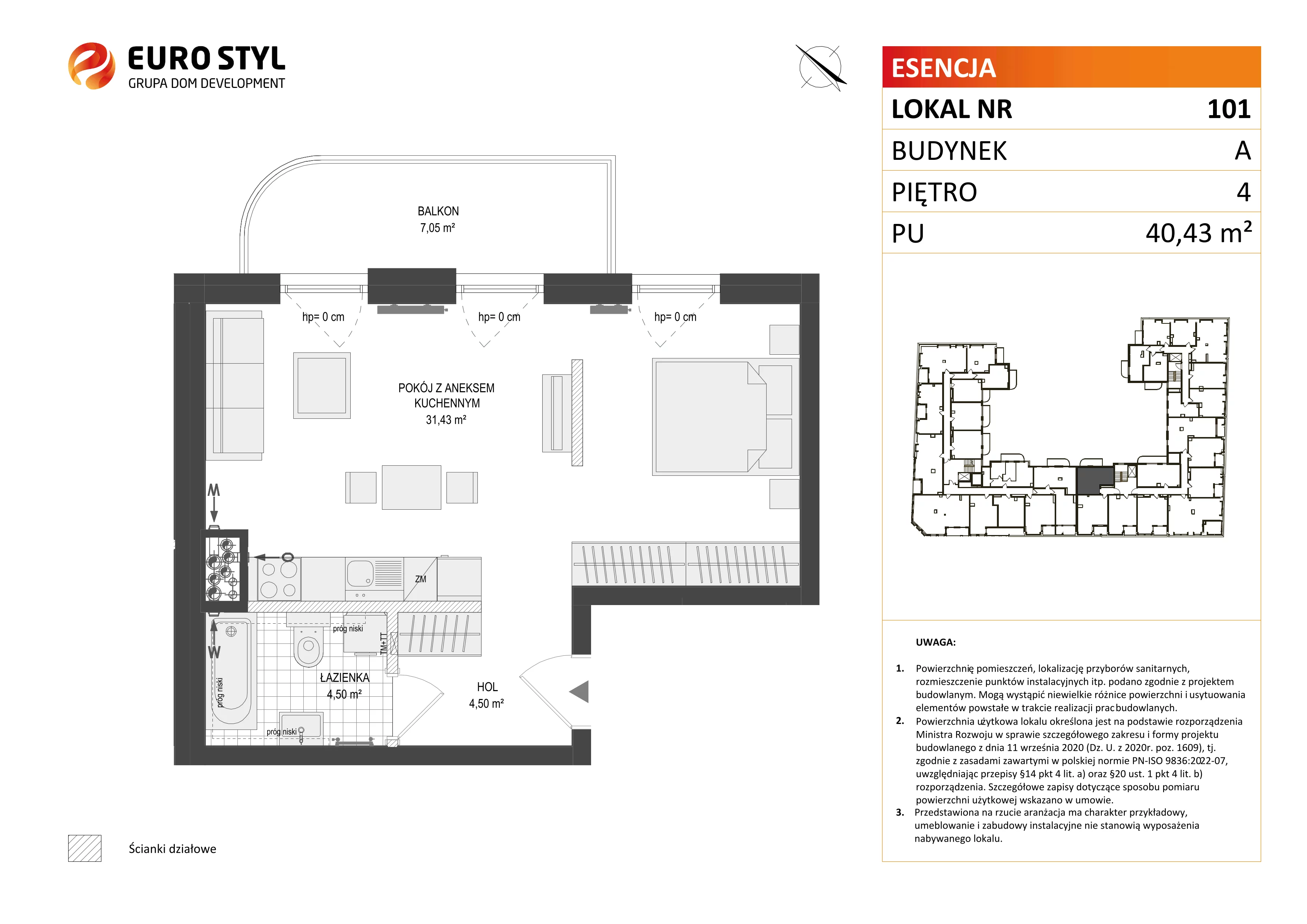 Mieszkanie 40,43 m², piętro 4, oferta nr A/101, Esencja, Gdańsk, Śródmieście, Dolne Miasto, ul. Kamienna Grobla / Jałmużnicza