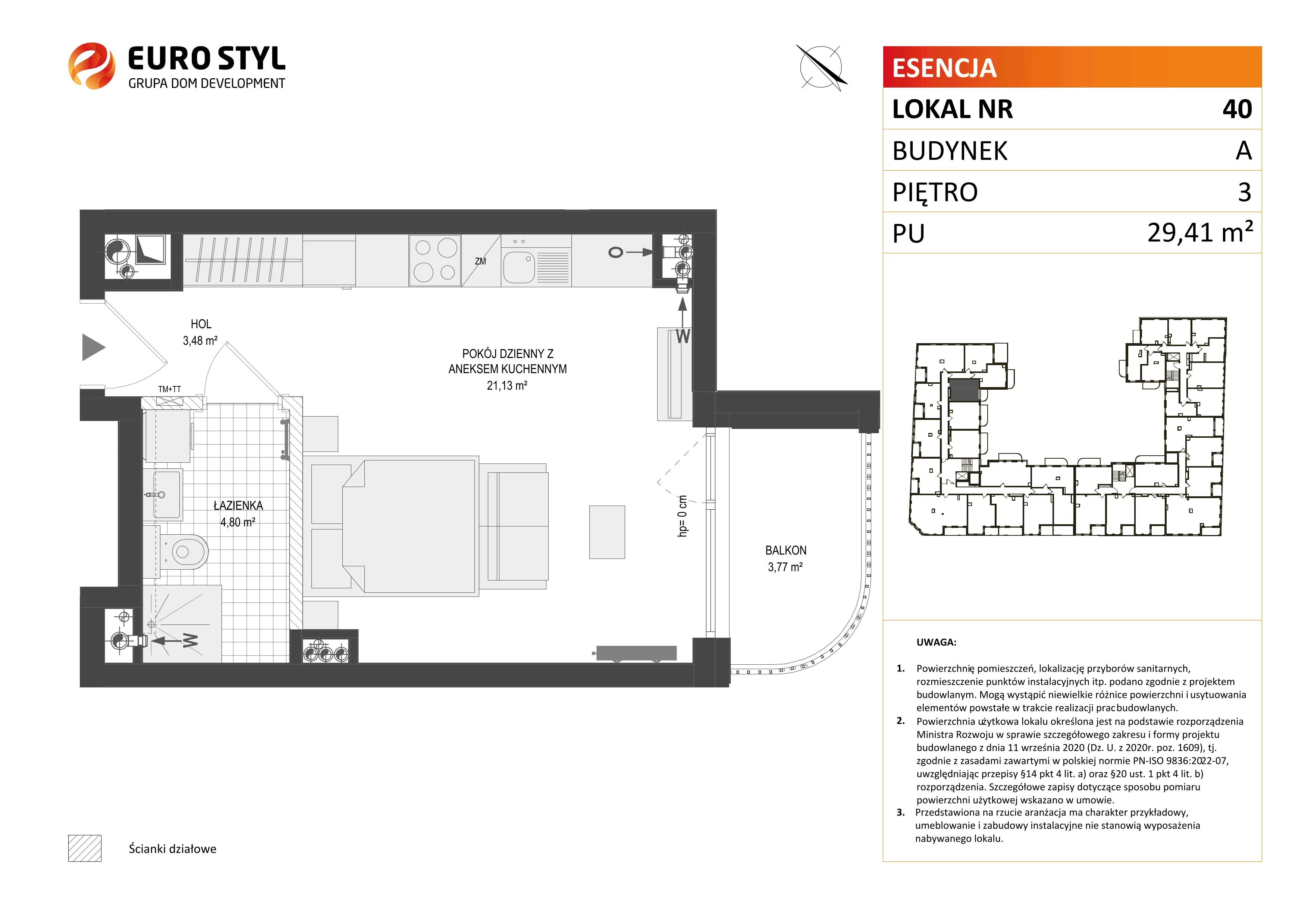 Mieszkanie 29,41 m², piętro 3, oferta nr A/40, Esencja, Gdańsk, Śródmieście, Dolne Miasto, ul. Kamienna Grobla / Jałmużnicza