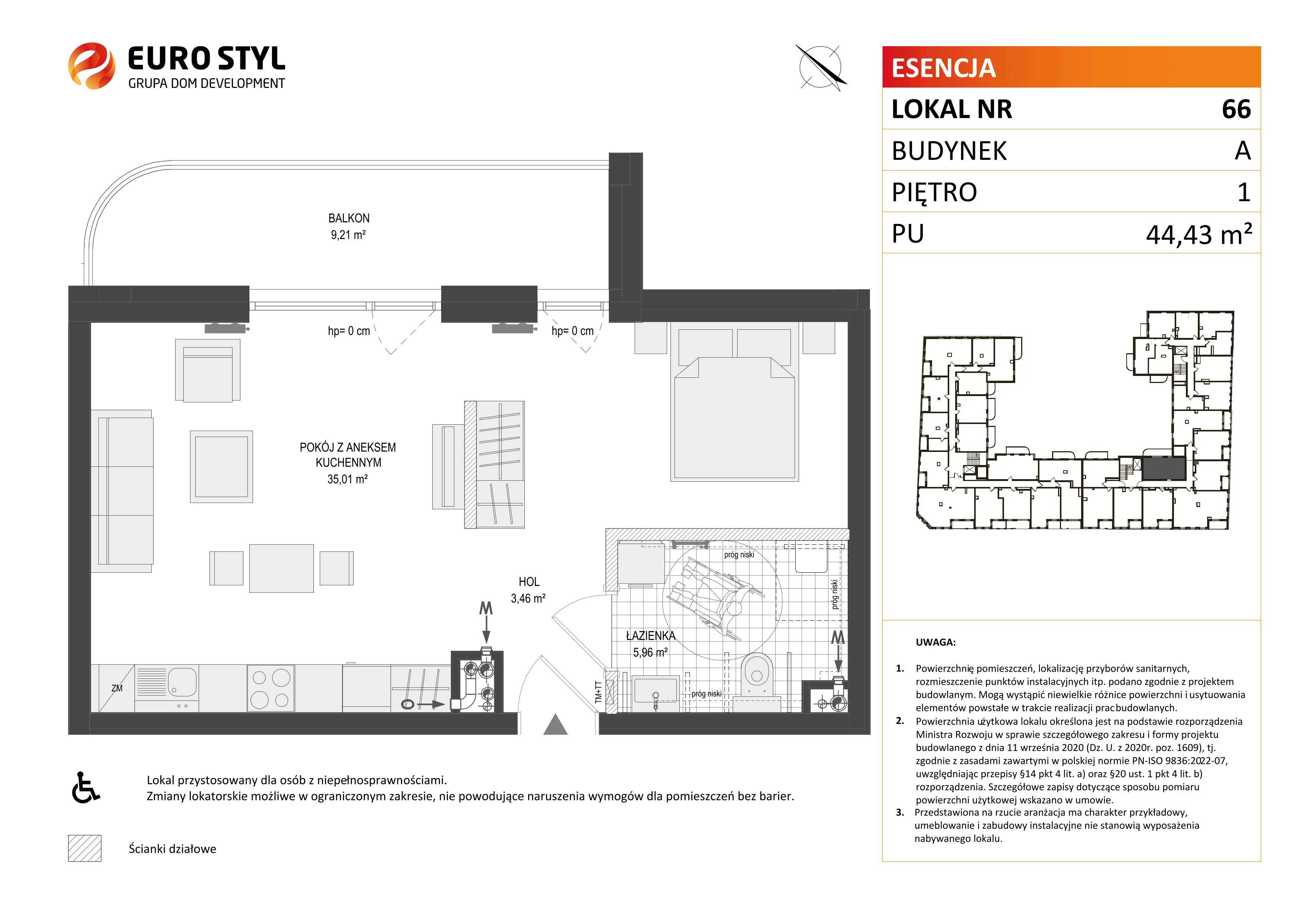 Mieszkanie 44,43 m², piętro 1, oferta nr A/66, Esencja, Gdańsk, Śródmieście, Dolne Miasto, ul. Kamienna Grobla / Jałmużnicza