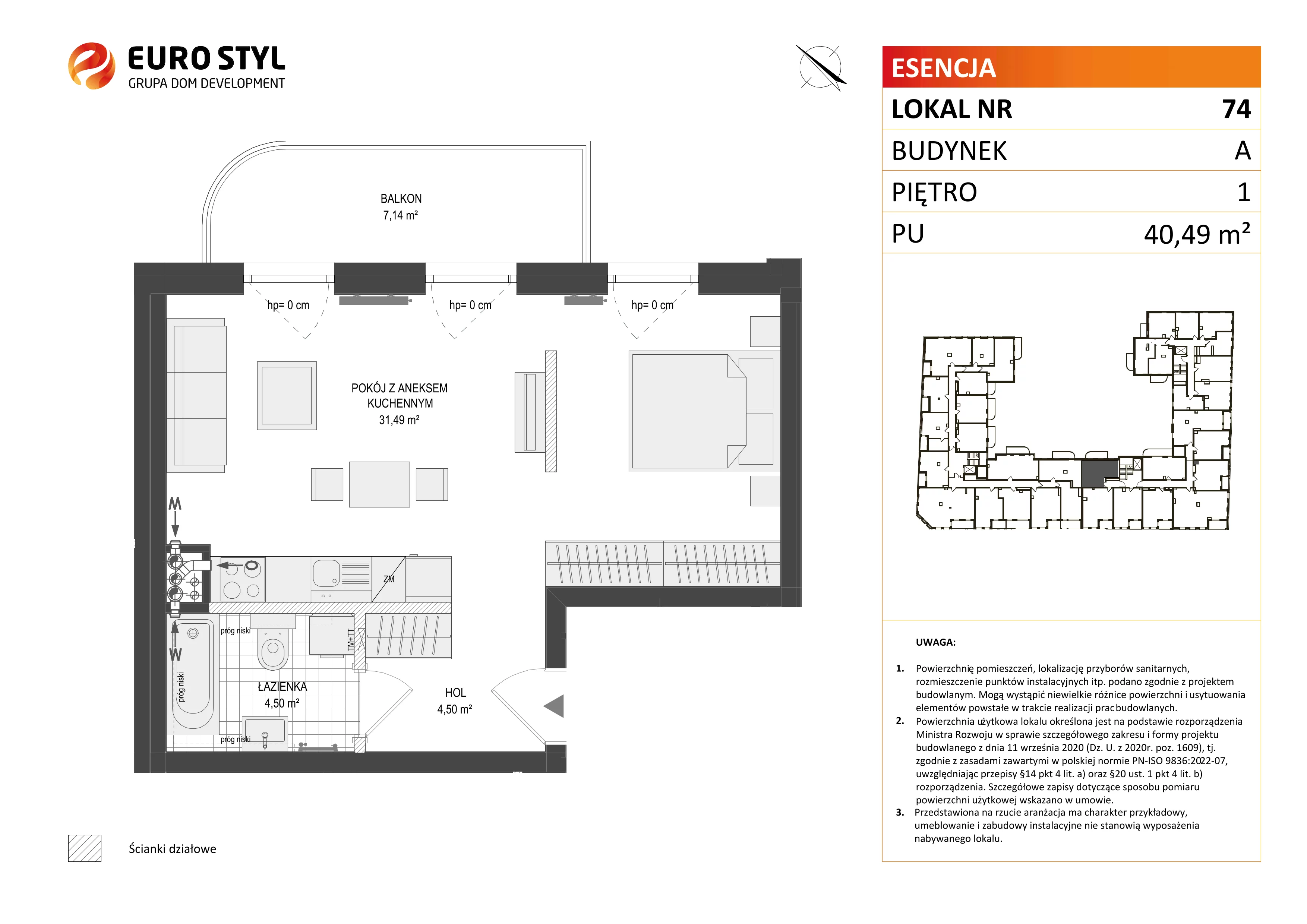 1 pokój, mieszkanie 40,49 m², piętro 1, oferta nr A/74, Esencja, Gdańsk, Śródmieście, Dolne Miasto, ul. Kamienna Grobla / Jałmużnicza