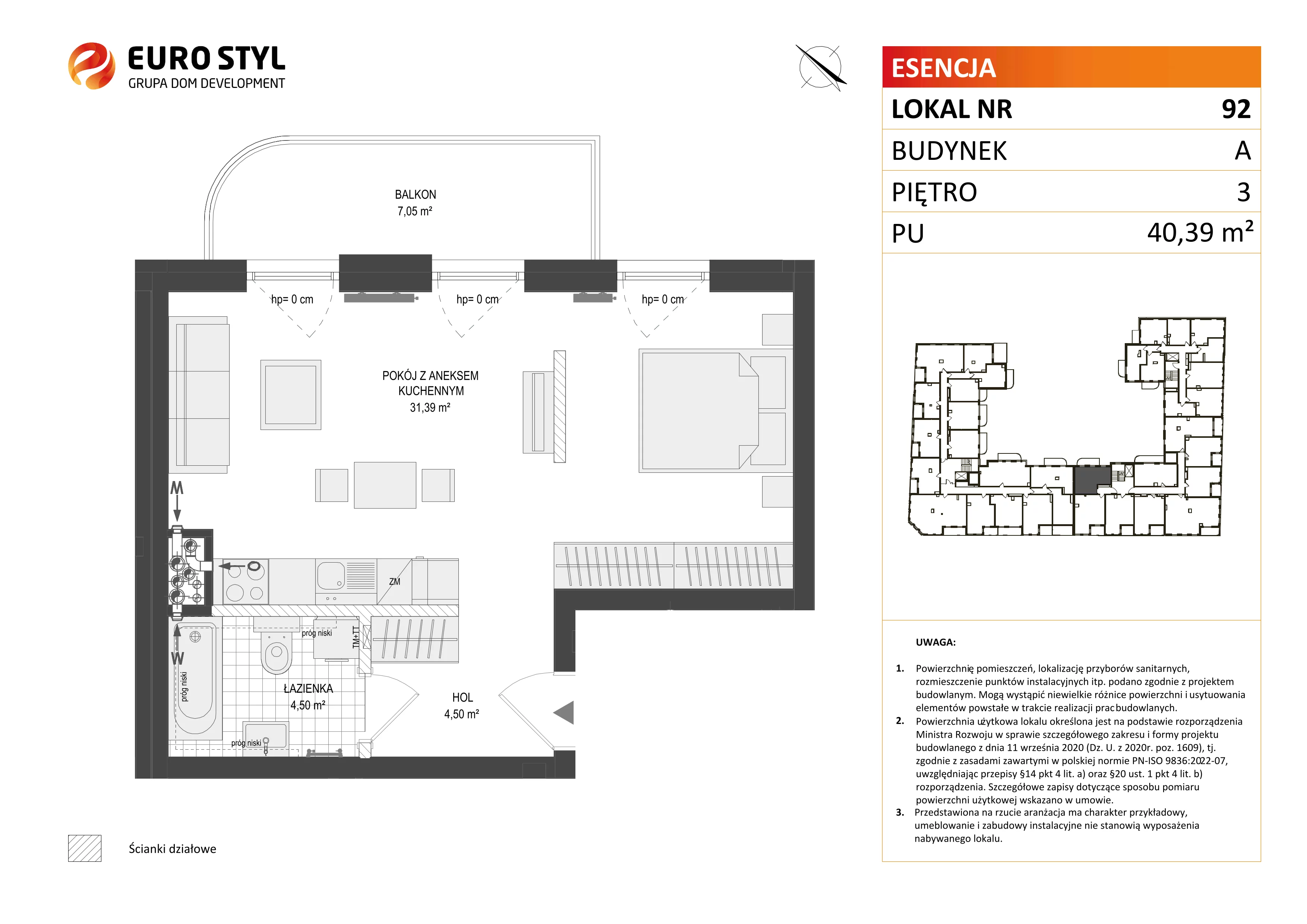 Mieszkanie 40,39 m², piętro 3, oferta nr A/92, Esencja, Gdańsk, Śródmieście, Dolne Miasto, ul. Kamienna Grobla / Jałmużnicza