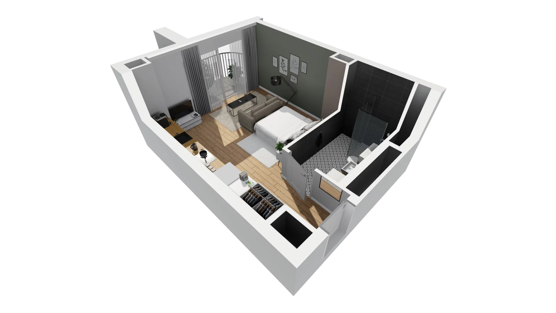 1 pokój, mieszkanie 29,41 m², piętro 3, oferta nr A/40, Esencja, Gdańsk, Śródmieście, Dolne Miasto, ul. Kamienna Grobla / Jałmużnicza
