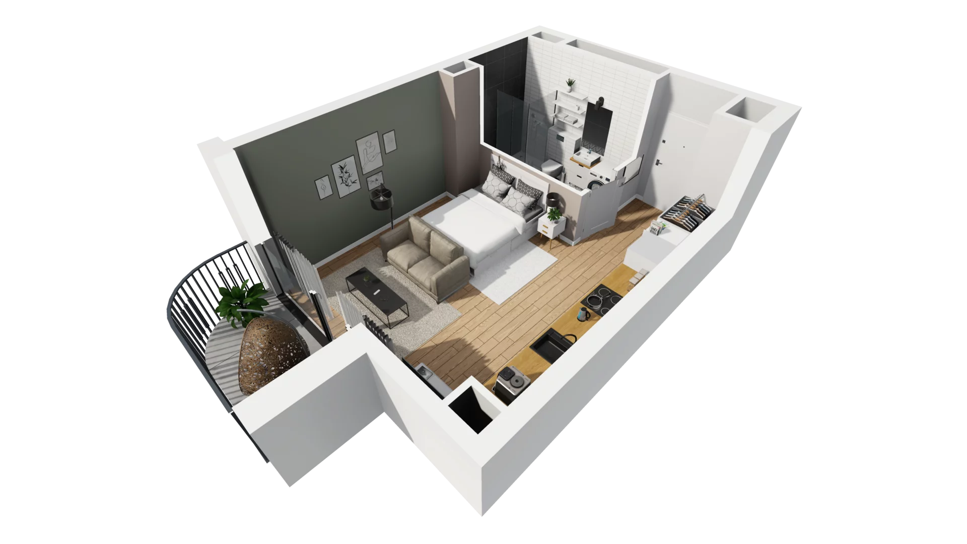 1 pokój, mieszkanie 29,41 m², piętro 3, oferta nr A/40, Esencja, Gdańsk, Śródmieście, Dolne Miasto, ul. Kamienna Grobla / Jałmużnicza