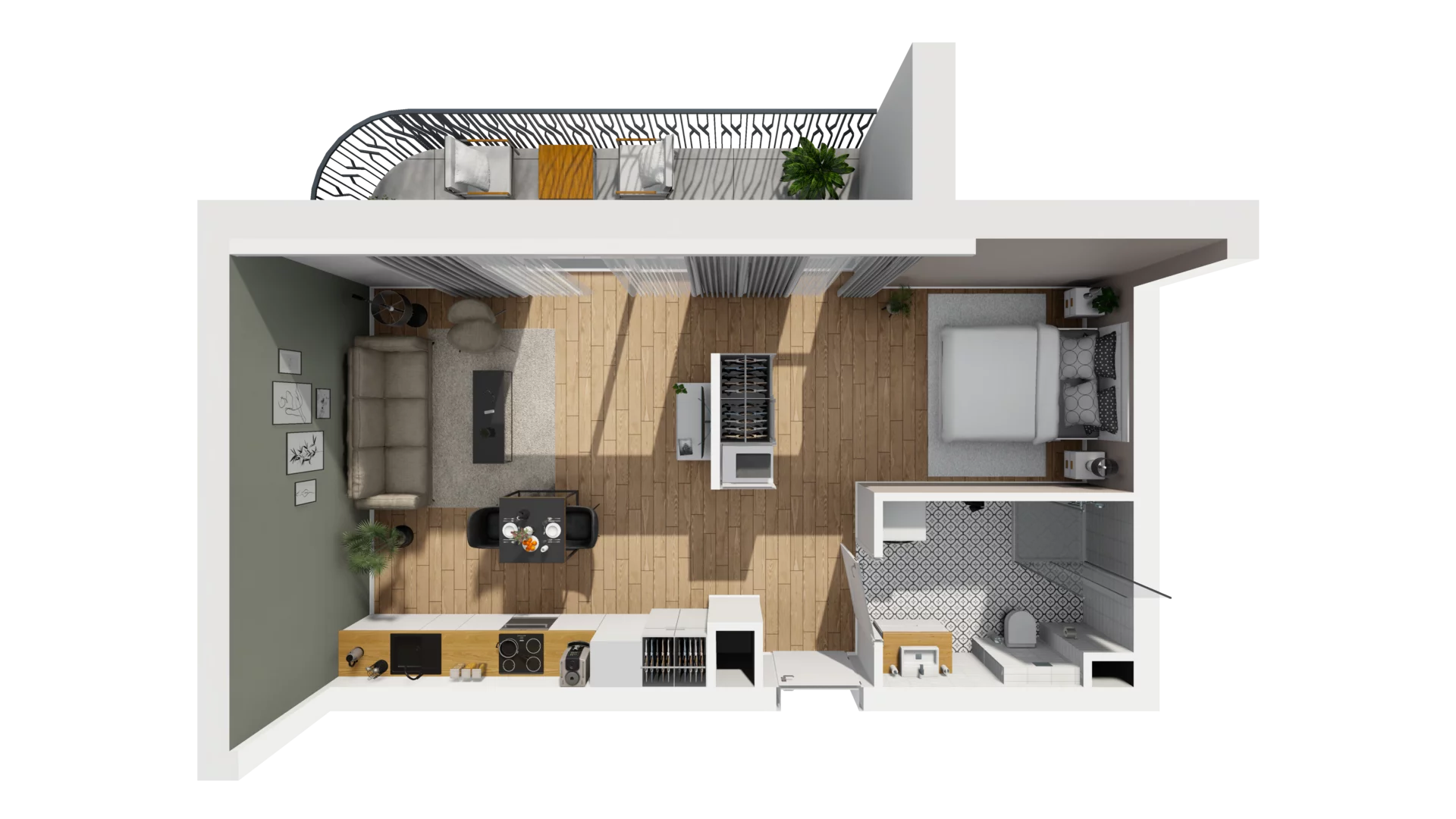 1 pokój, mieszkanie 44,43 m², piętro 1, oferta nr A/66, Esencja, Gdańsk, Śródmieście, Dolne Miasto, ul. Kamienna Grobla / Jałmużnicza