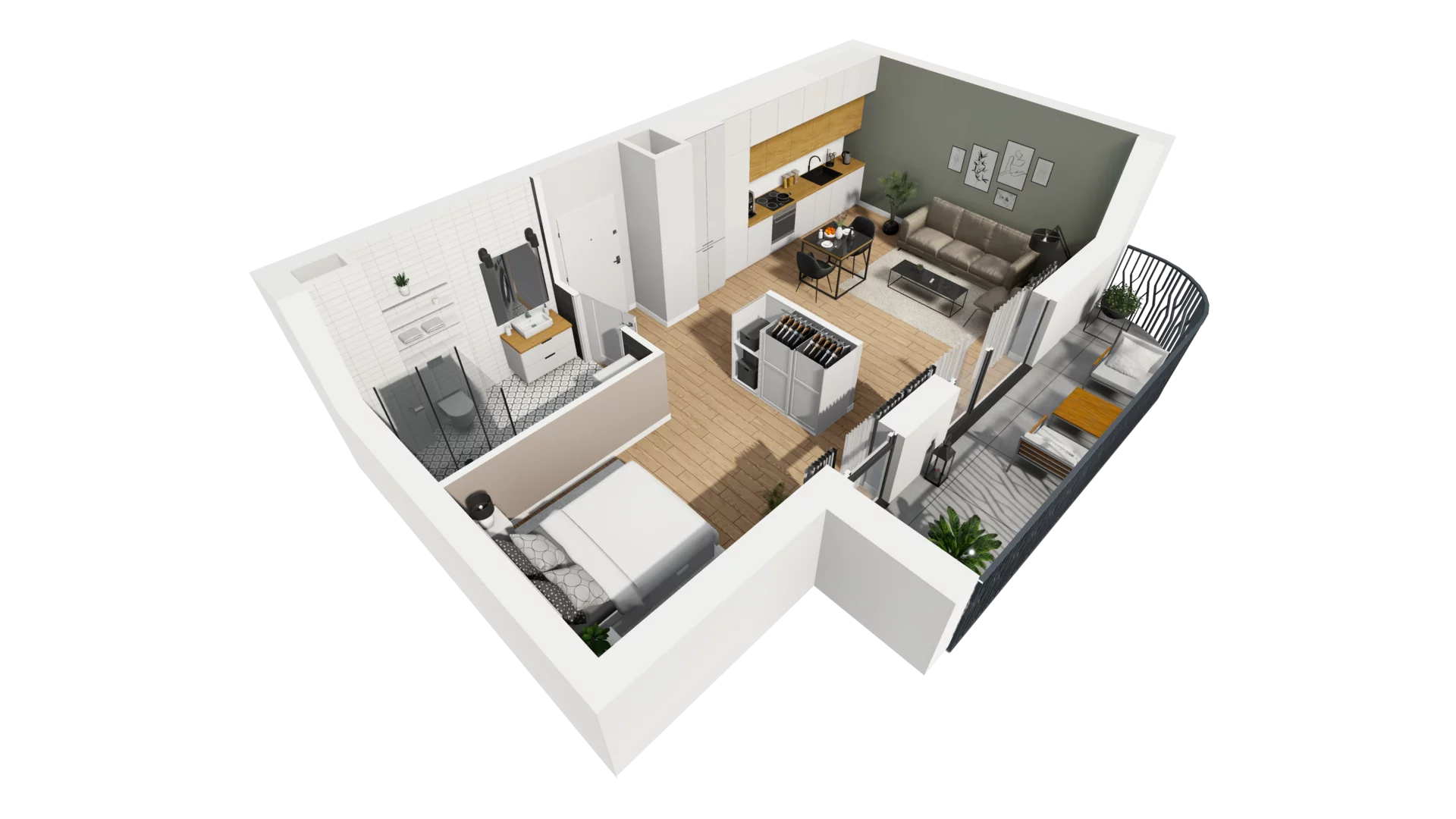 1 pokój, mieszkanie 44,43 m², piętro 1, oferta nr A/66, Esencja, Gdańsk, Śródmieście, Dolne Miasto, ul. Kamienna Grobla / Jałmużnicza