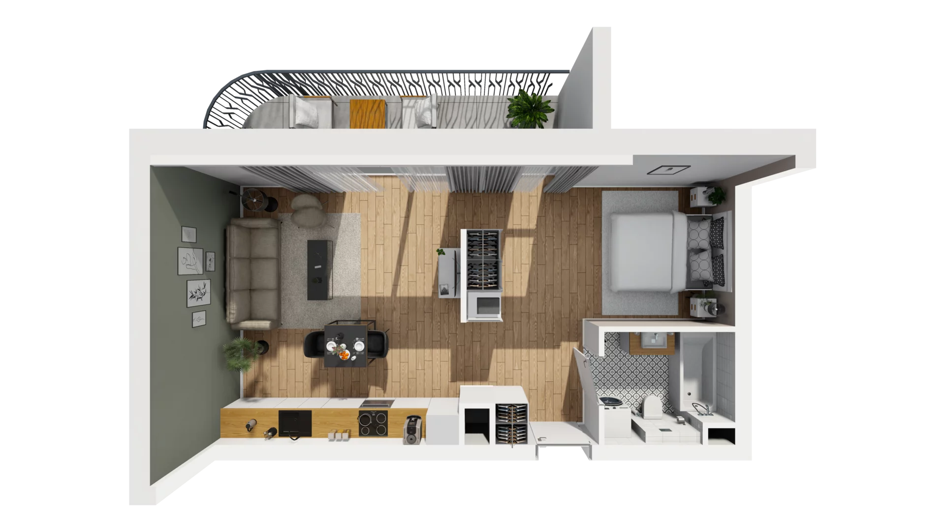1 pokój, mieszkanie 44,46 m², piętro 2, oferta nr A/75, Esencja, Gdańsk, Śródmieście, Dolne Miasto, ul. Kamienna Grobla / Jałmużnicza