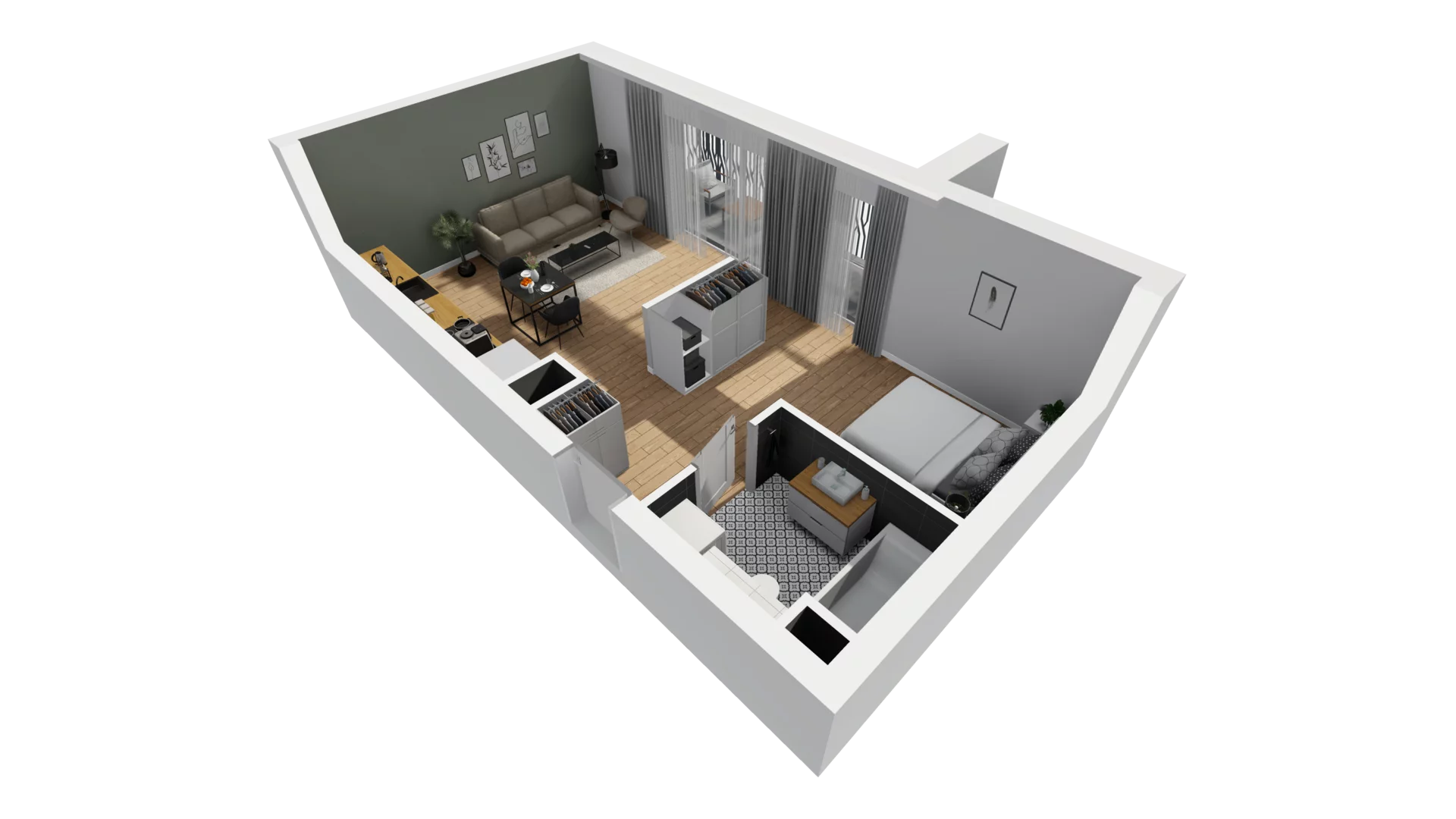 1 pokój, mieszkanie 44,50 m², piętro 3, oferta nr A/84, Esencja, Gdańsk, Śródmieście, Dolne Miasto, ul. Kamienna Grobla / Jałmużnicza