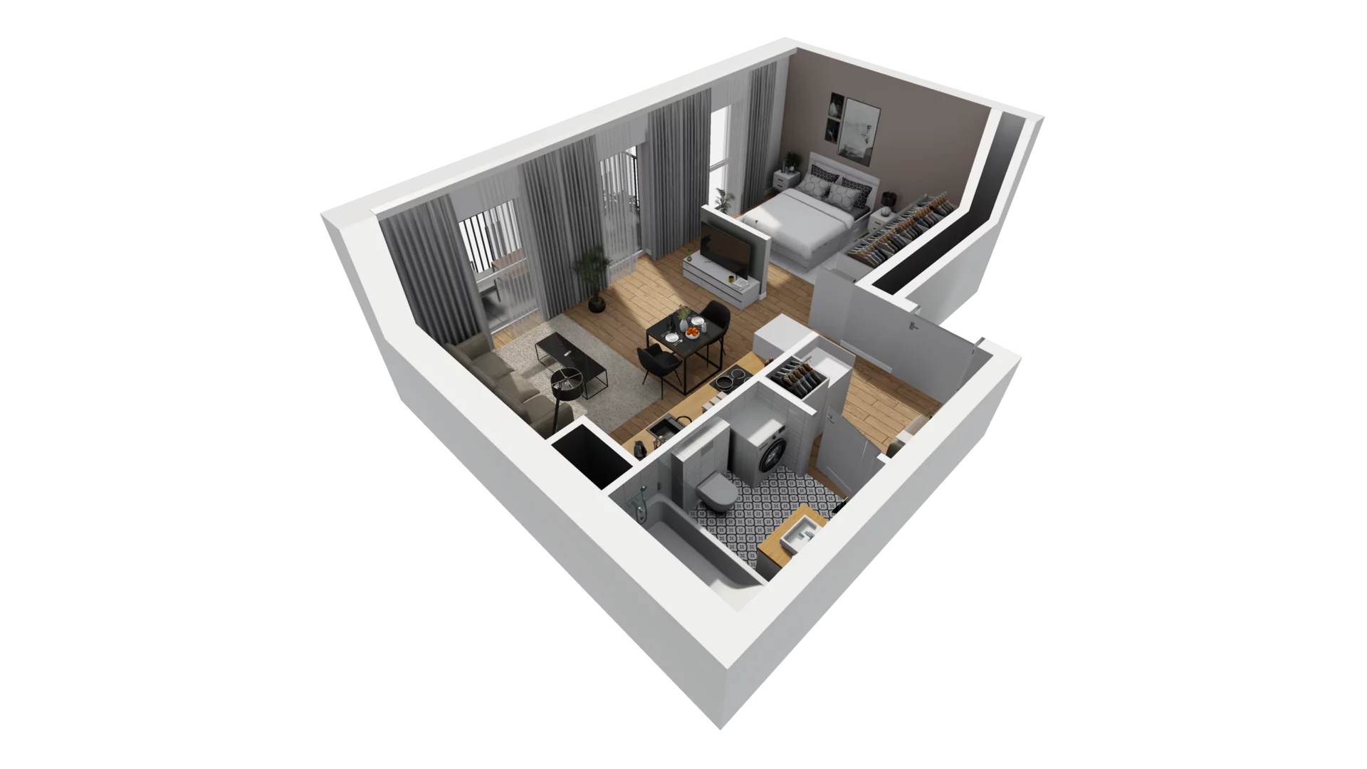 1 pokój, mieszkanie 40,43 m², piętro 4, oferta nr A/101, Esencja, Gdańsk, Śródmieście, Dolne Miasto, ul. Kamienna Grobla / Jałmużnicza