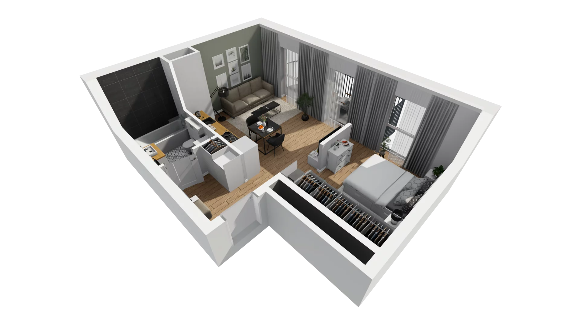 1 pokój, mieszkanie 40,43 m², piętro 4, oferta nr A/101, Esencja, Gdańsk, Śródmieście, Dolne Miasto, ul. Kamienna Grobla / Jałmużnicza