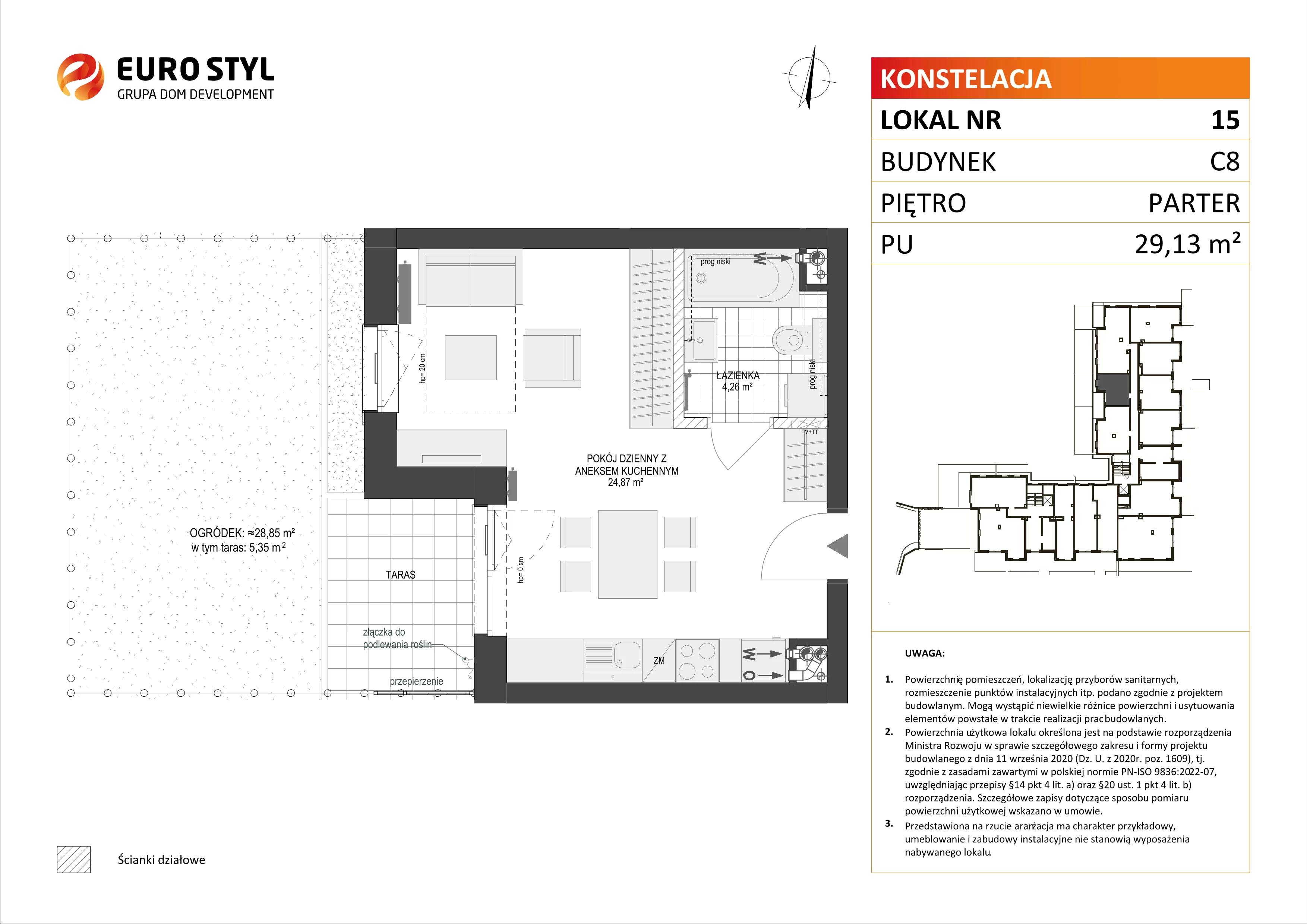 Mieszkanie 29,13 m², parter, oferta nr C8/15, Konstelacja etap II, Gdynia, Pogórze, ul. Paderewskiego