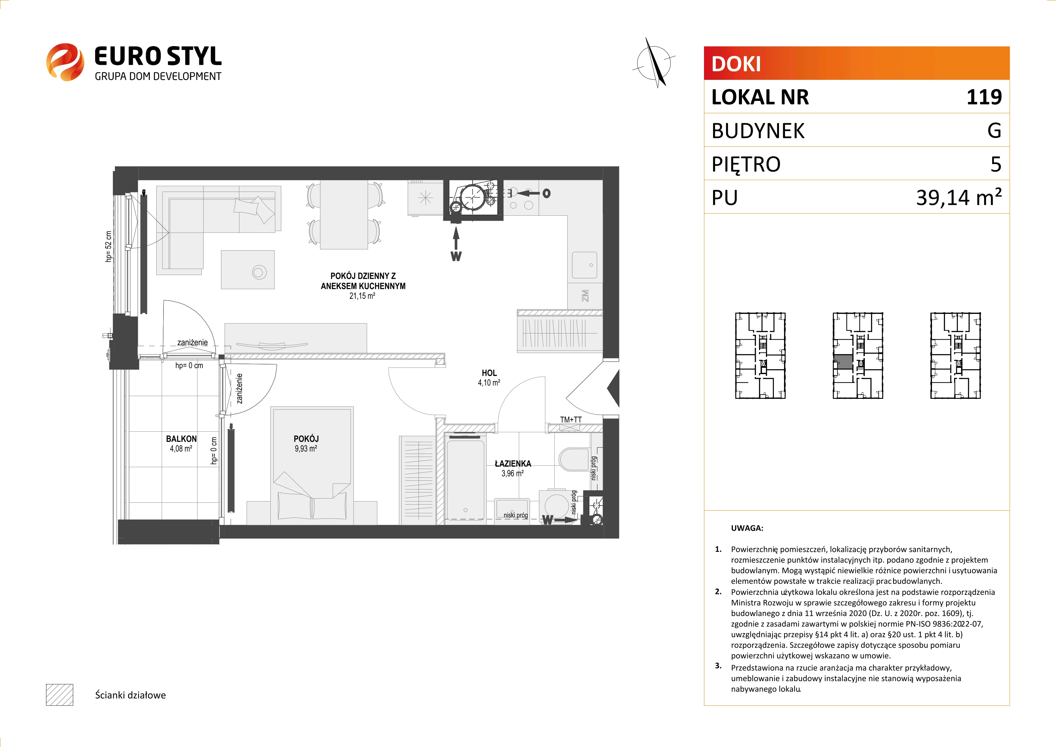 Mieszkanie 39,14 m², piętro 5, oferta nr G/119, DOKI Living - etap II, Gdańsk, Śródmieście, ul. Aleja Doki