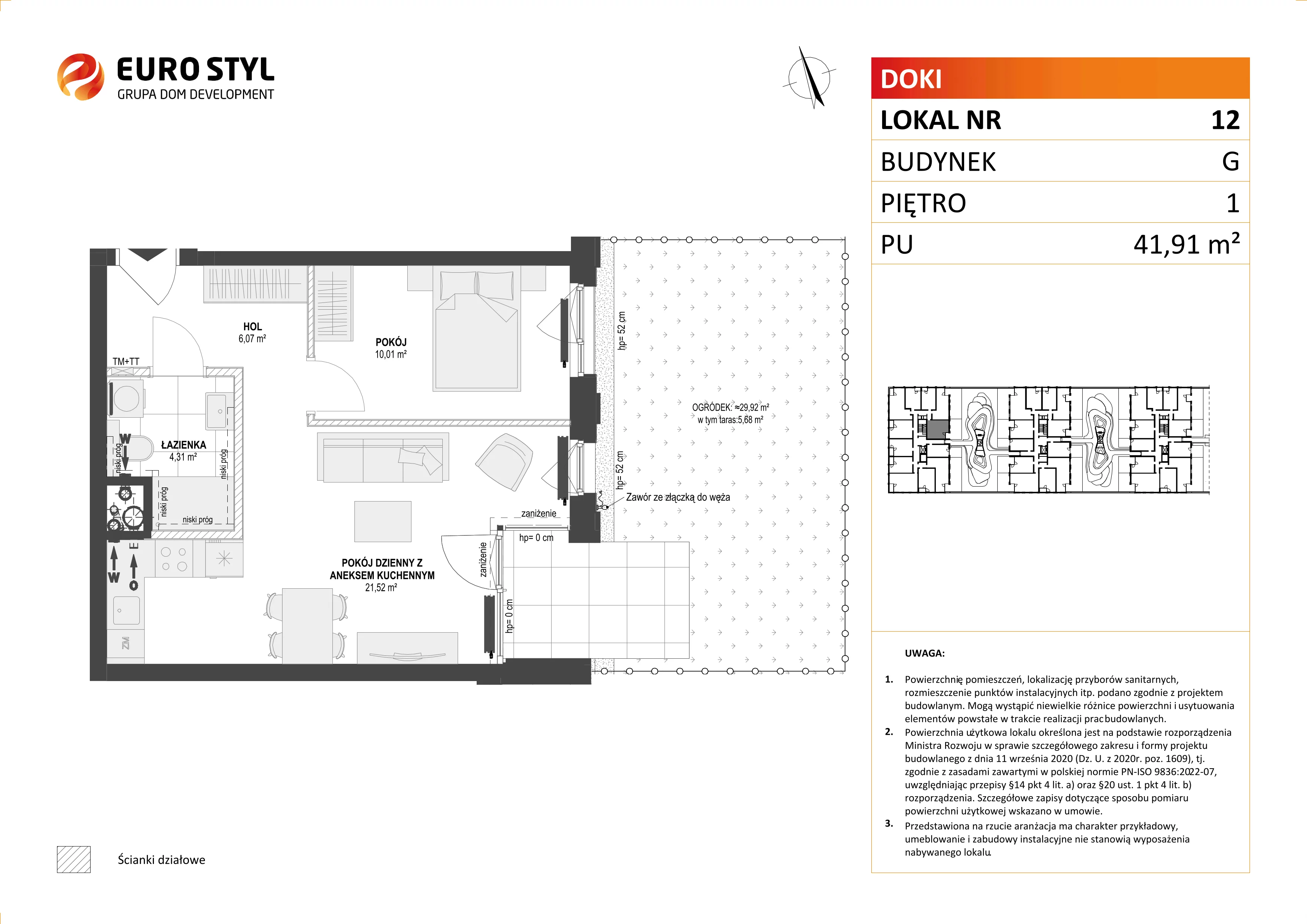 Mieszkanie 41,91 m², piętro 1, oferta nr G/12, DOKI Living - etap II, Gdańsk, Śródmieście, ul. Aleja Doki