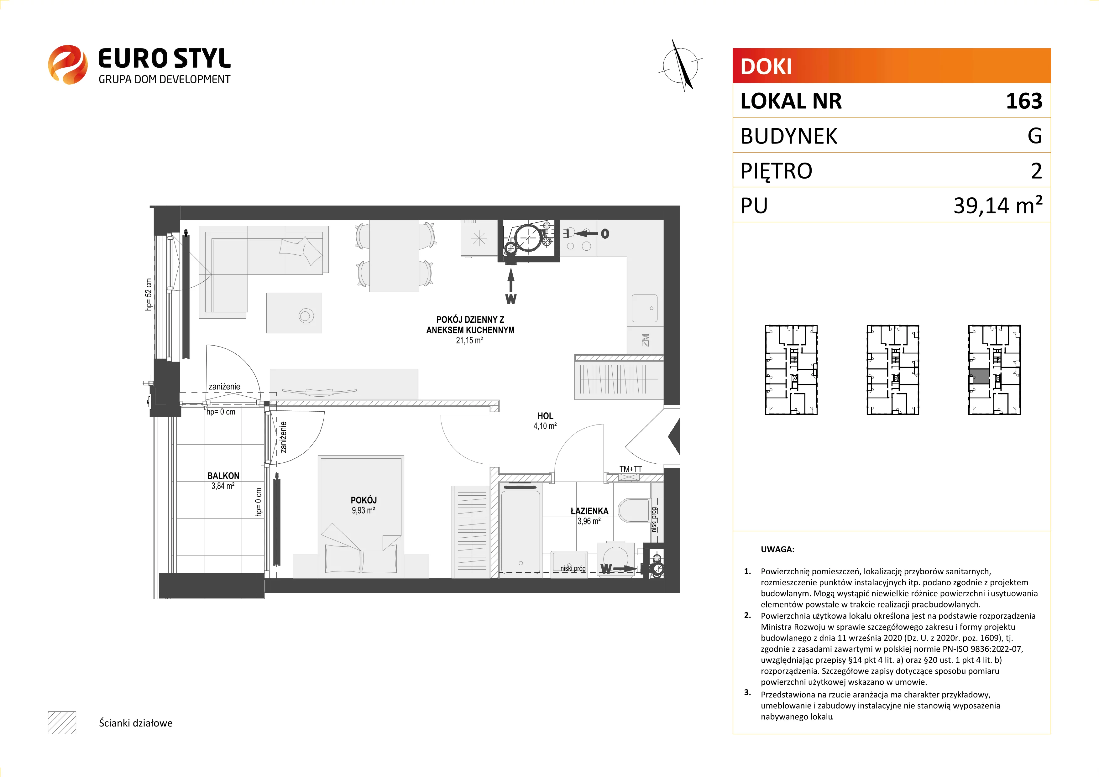 Mieszkanie 39,14 m², piętro 2, oferta nr G/163, DOKI Living - etap II, Gdańsk, Śródmieście, ul. Aleja Doki