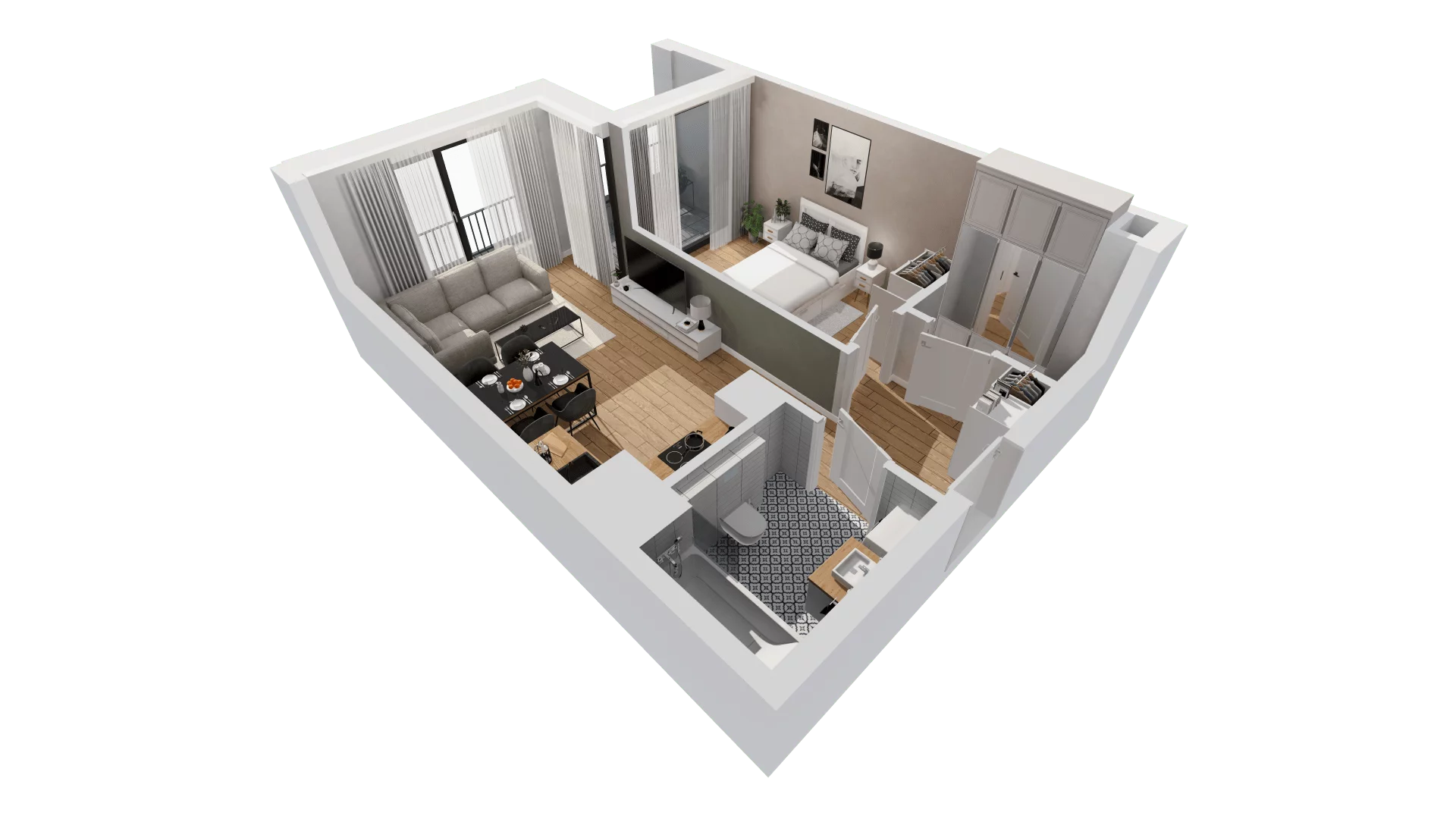 Mieszkanie 42,12 m², piętro 2, oferta nr G/164, DOKI Living - etap II, Gdańsk, Śródmieście, ul. Aleja Doki