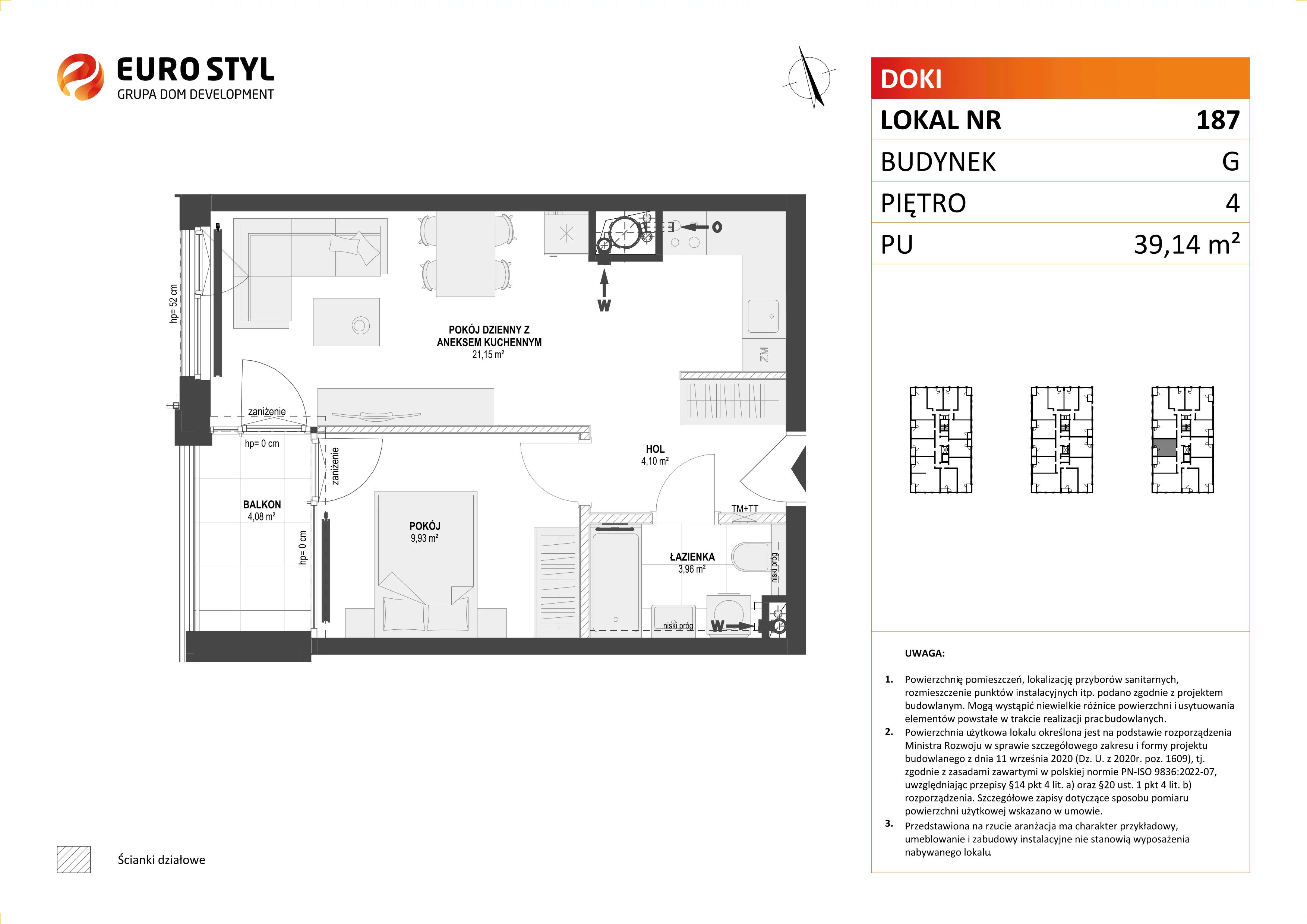 Mieszkanie 39,14 m², piętro 4, oferta nr G/187, DOKI Living - etap II, Gdańsk, Śródmieście, ul. Aleja Doki