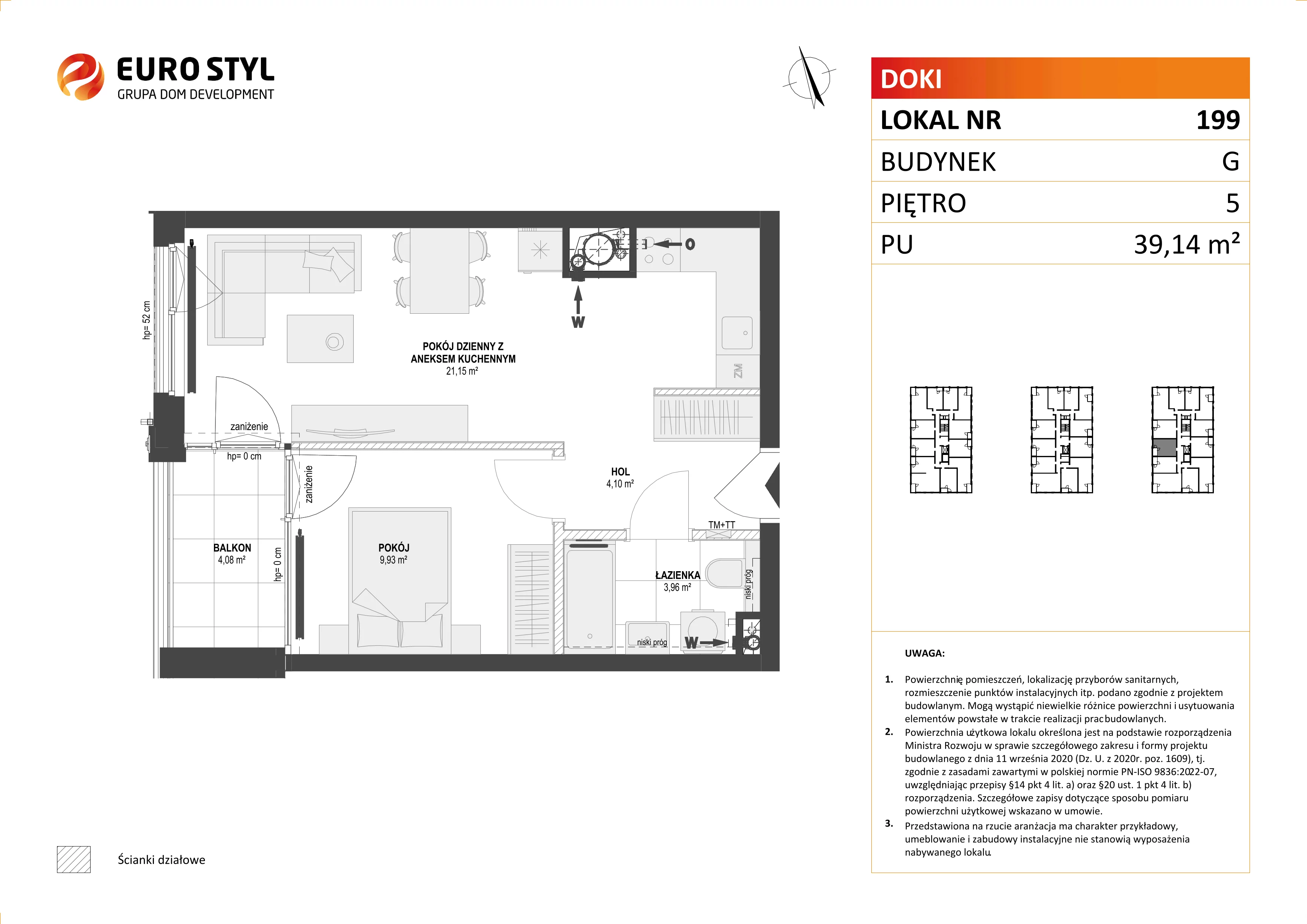 Mieszkanie 39,14 m², piętro 5, oferta nr G/199, DOKI Living - etap II, Gdańsk, Śródmieście, ul. Aleja Doki