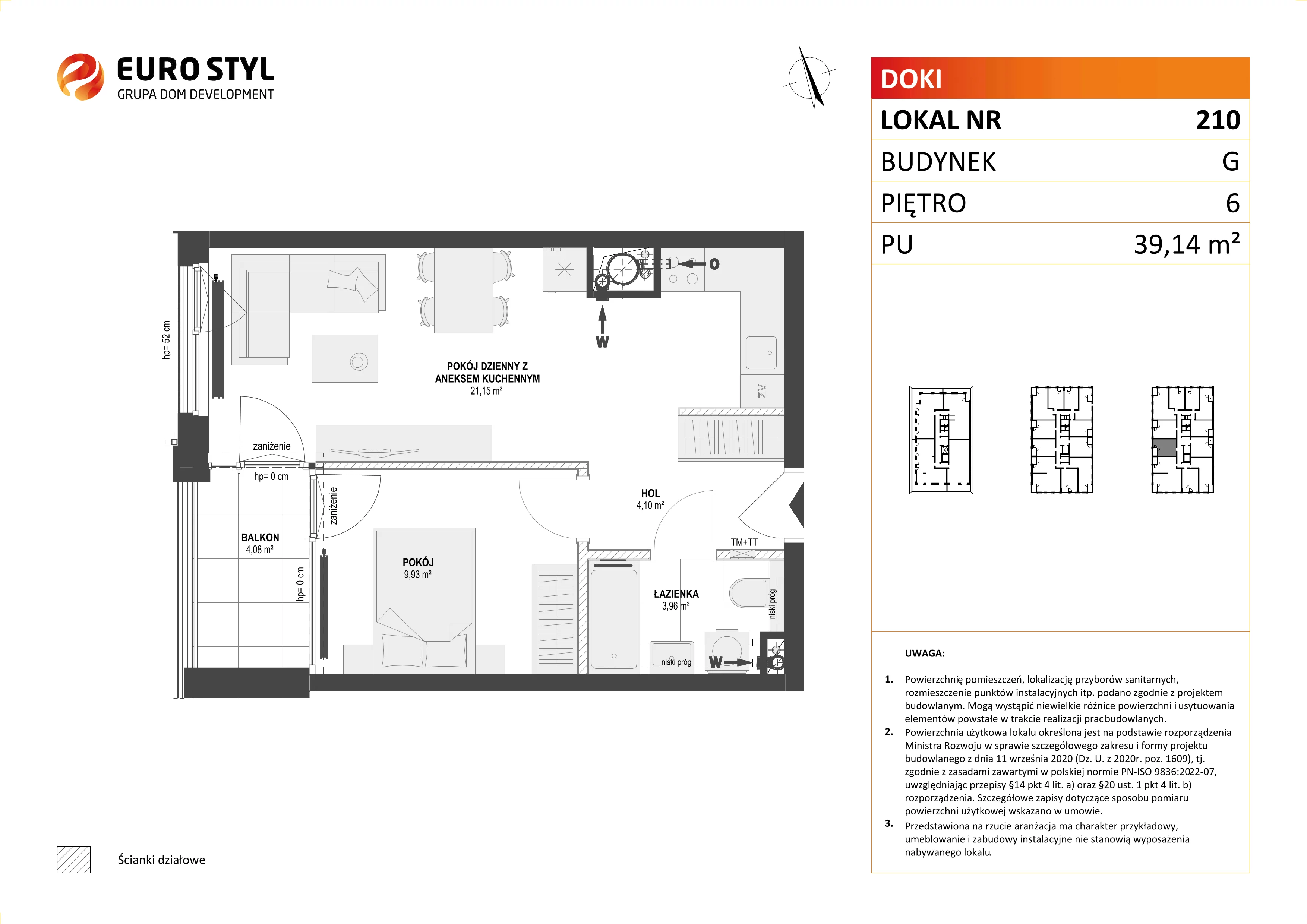 Mieszkanie 39,14 m², piętro 6, oferta nr G/210, DOKI Living - etap II, Gdańsk, Śródmieście, ul. Aleja Doki