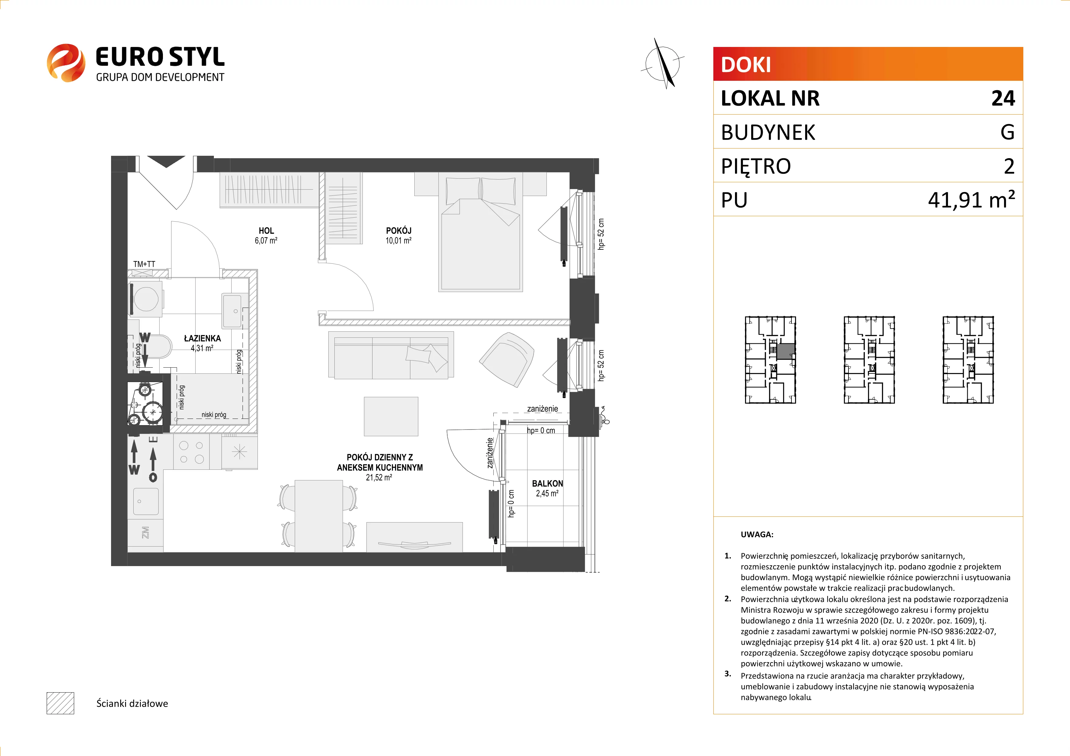 Mieszkanie 41,91 m², piętro 2, oferta nr G/24, DOKI Living - etap II, Gdańsk, Śródmieście, ul. Aleja Doki