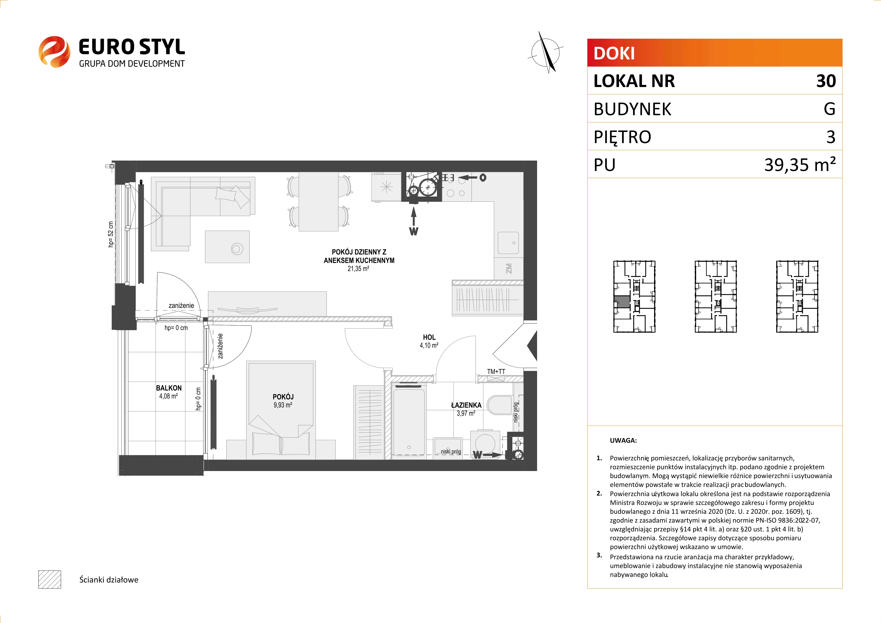 Mieszkanie 39,35 m², piętro 3, oferta nr G/30, DOKI Living - etap II, Gdańsk, Śródmieście, ul. Aleja Doki