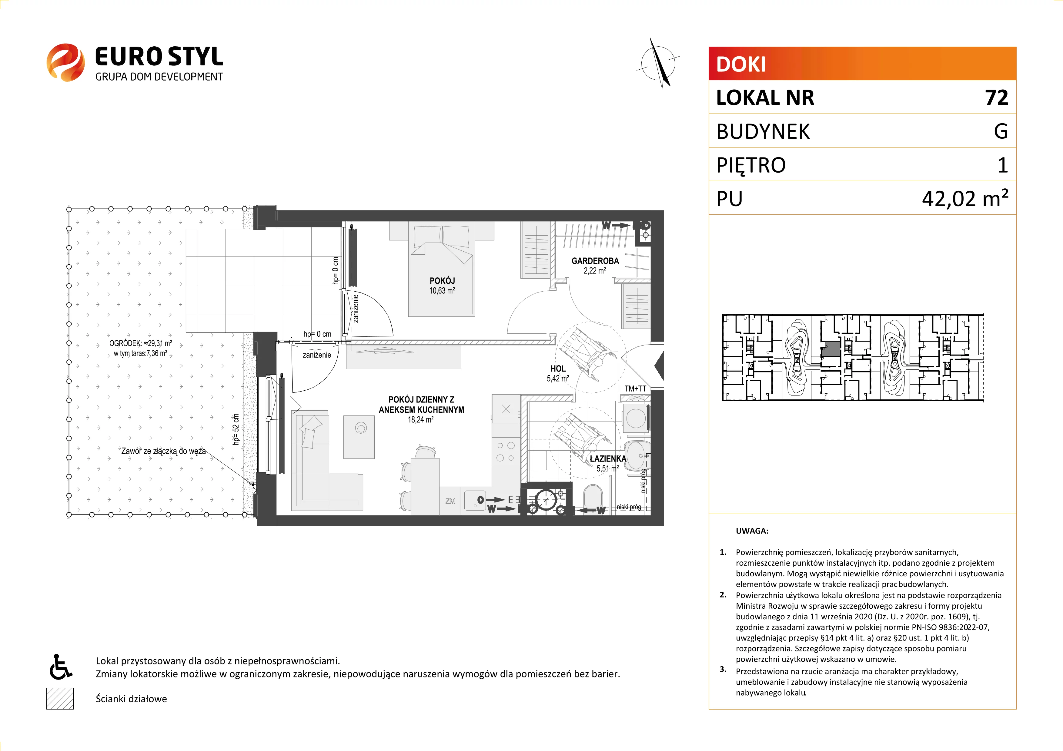 Mieszkanie 42,02 m², piętro 1, oferta nr G/72, DOKI Living - etap II, Gdańsk, Śródmieście, ul. Aleja Doki-idx