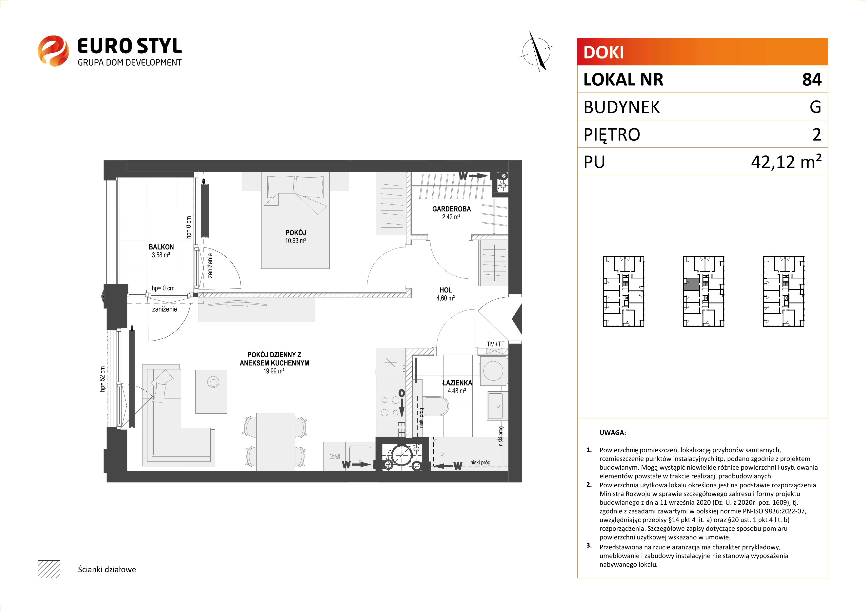 Mieszkanie 42,12 m², piętro 2, oferta nr G/84, DOKI Living - etap II, Gdańsk, Śródmieście, ul. Aleja Doki