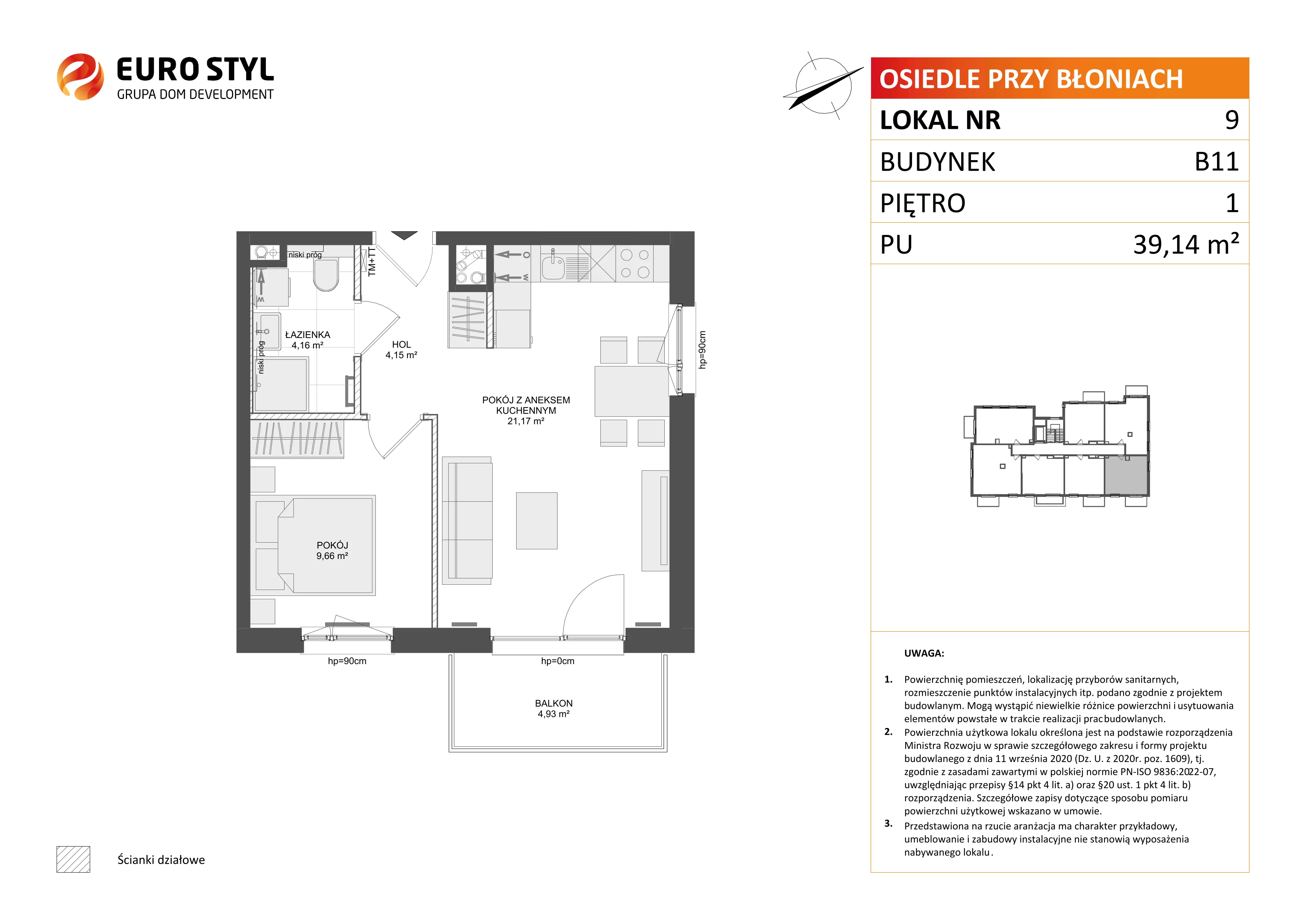 2 pokoje, mieszkanie 39,14 m², piętro 1, oferta nr B11/9, Osiedle przy Błoniach 3 - etap IV, Rumia, Janowo, ul. Błoń Janowskich 