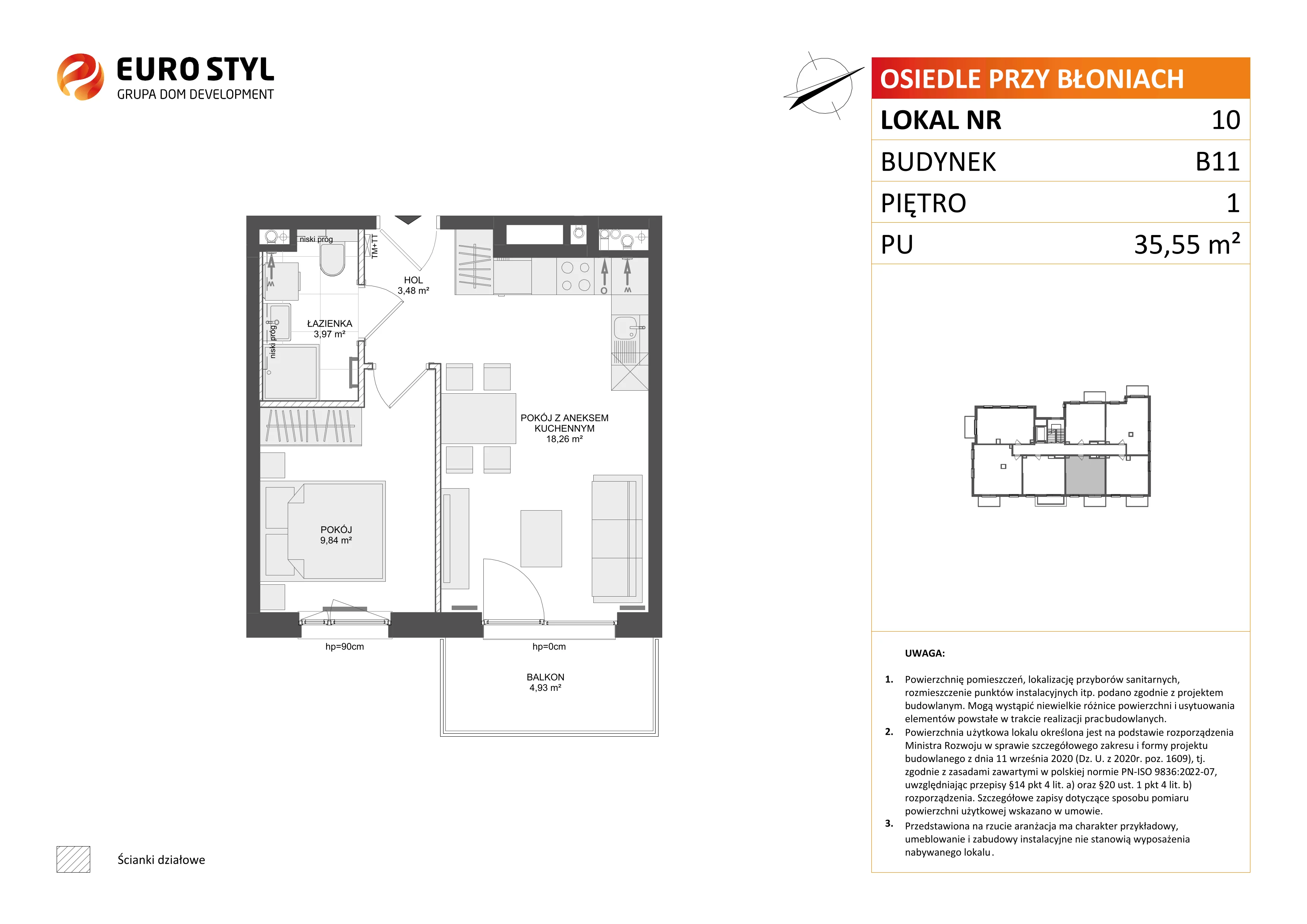 2 pokoje, mieszkanie 35,55 m², piętro 1, oferta nr B11/10, Osiedle przy Błoniach 3 - etap IV, Rumia, Janowo, ul. Błoń Janowskich 