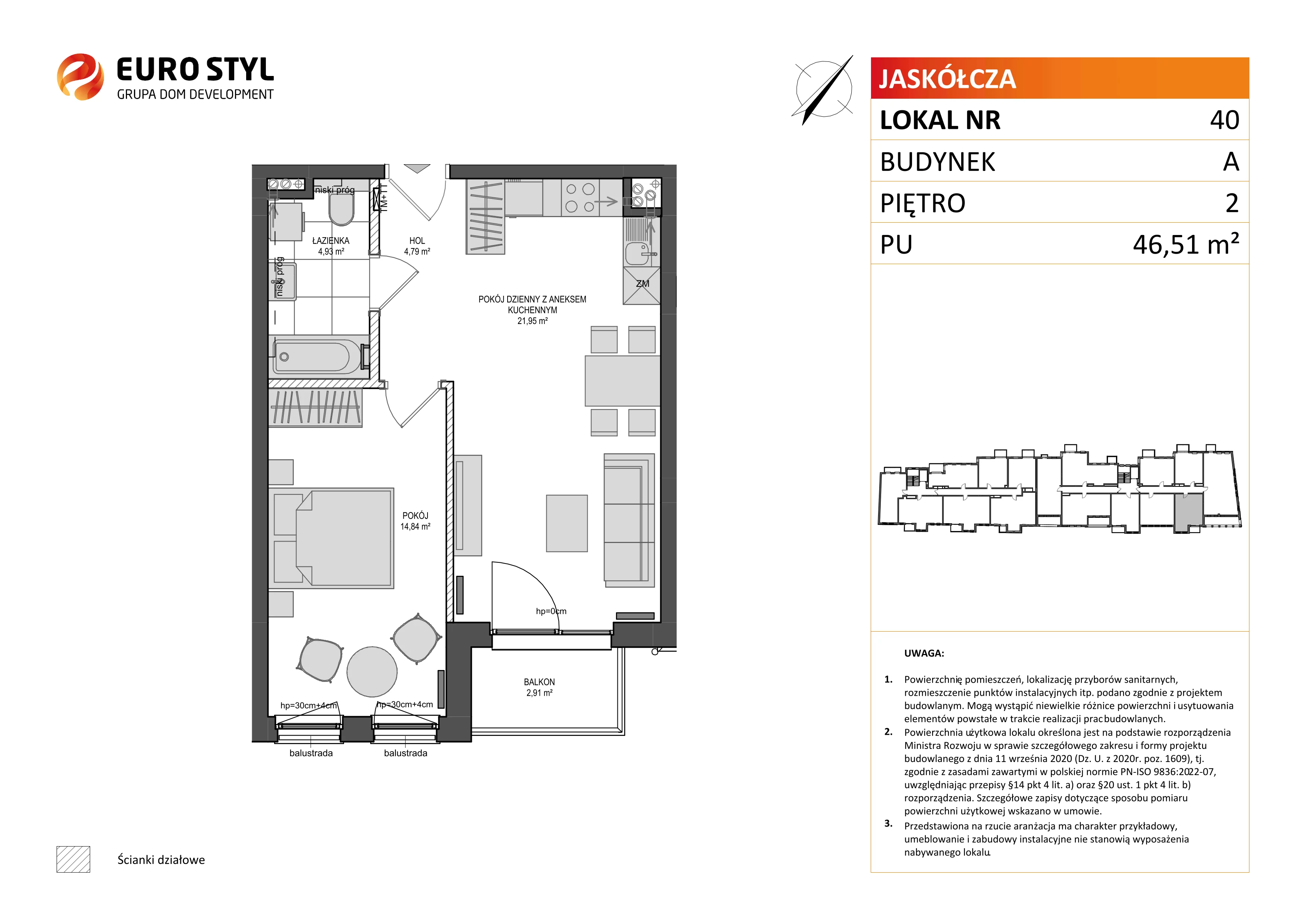 Mieszkanie 46,51 m², piętro 2, oferta nr A/40, Jaskółcza, Gdańsk, Śródmieście, Dolne Miasto, ul. Jaskółcza