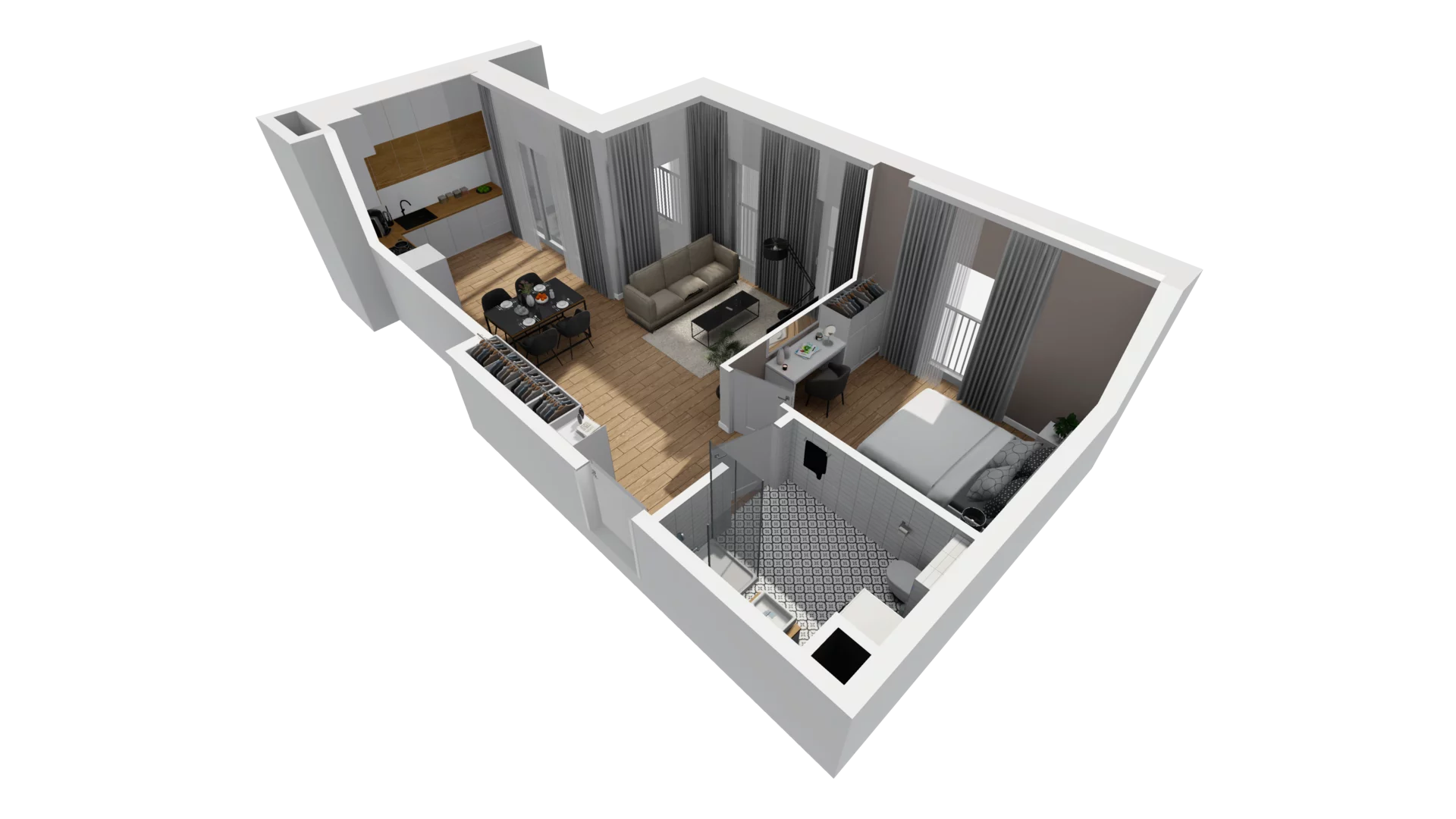 2 pokoje, mieszkanie 46,27 m², piętro 1, oferta nr A/1, Jaskółcza, Gdańsk, Śródmieście, Dolne Miasto, ul. Jaskółcza
