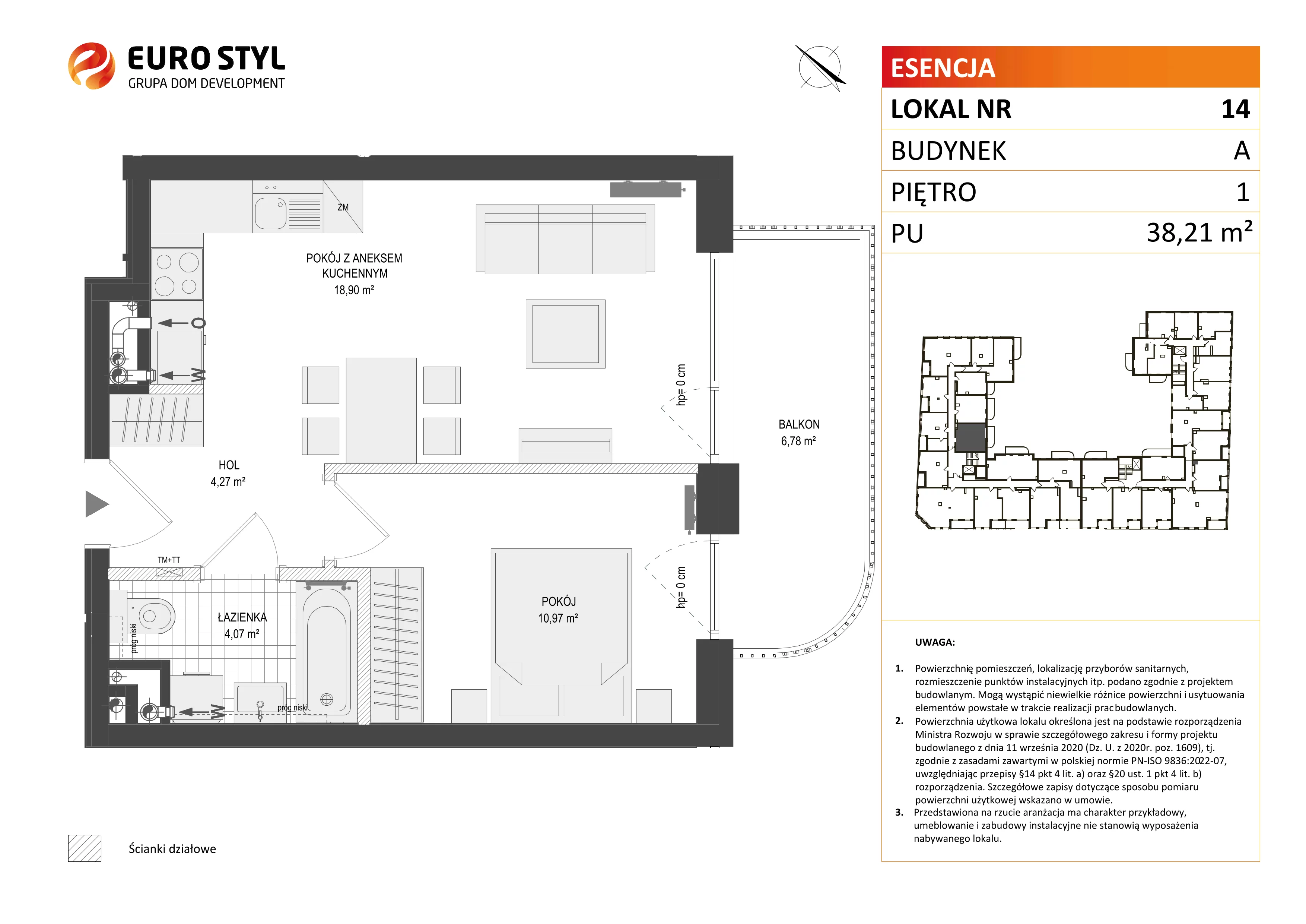 Mieszkanie 38,21 m², piętro 1, oferta nr A/14, Esencja, Gdańsk, Śródmieście, Dolne Miasto, ul. Kamienna Grobla / Jałmużnicza