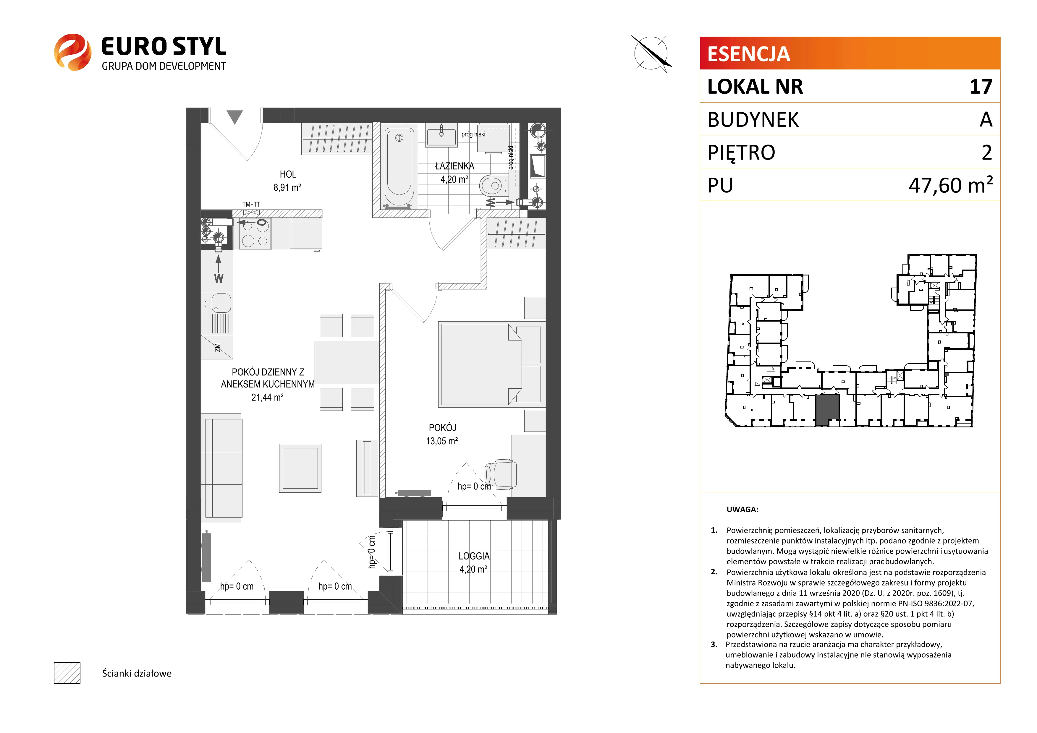 2 pokoje, mieszkanie 47,60 m², piętro 2, oferta nr A/17, Esencja, Gdańsk, Śródmieście, Dolne Miasto, ul. Kamienna Grobla / Jałmużnicza