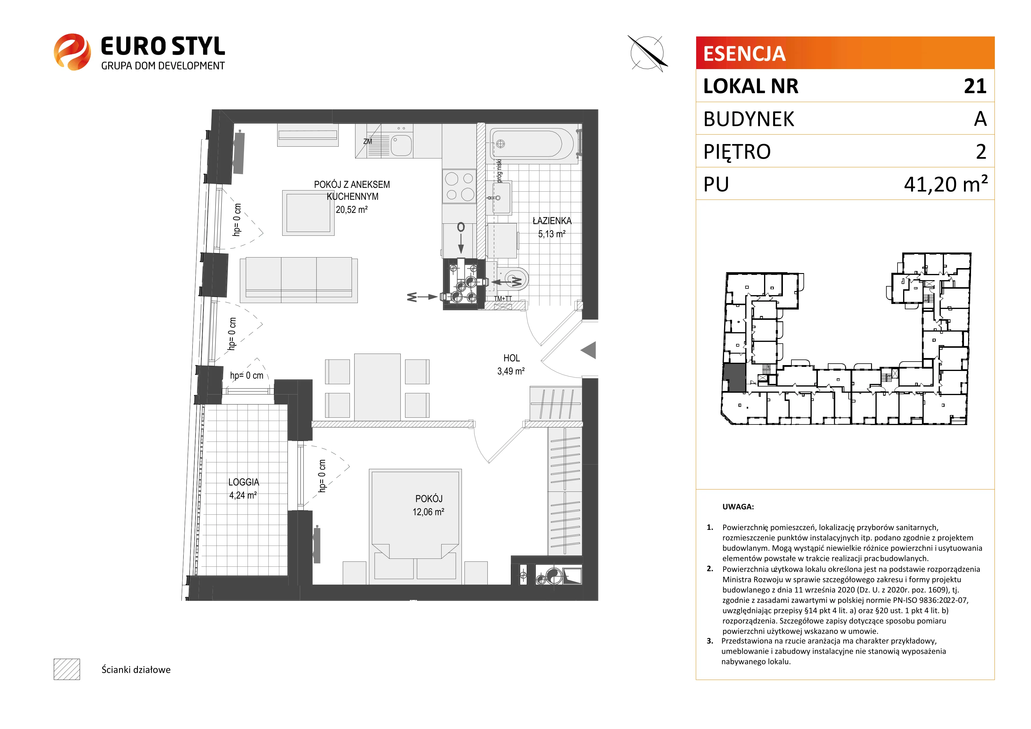 2 pokoje, mieszkanie 41,20 m², piętro 2, oferta nr A/21, Esencja, Gdańsk, Śródmieście, Dolne Miasto, ul. Kamienna Grobla / Jałmużnicza