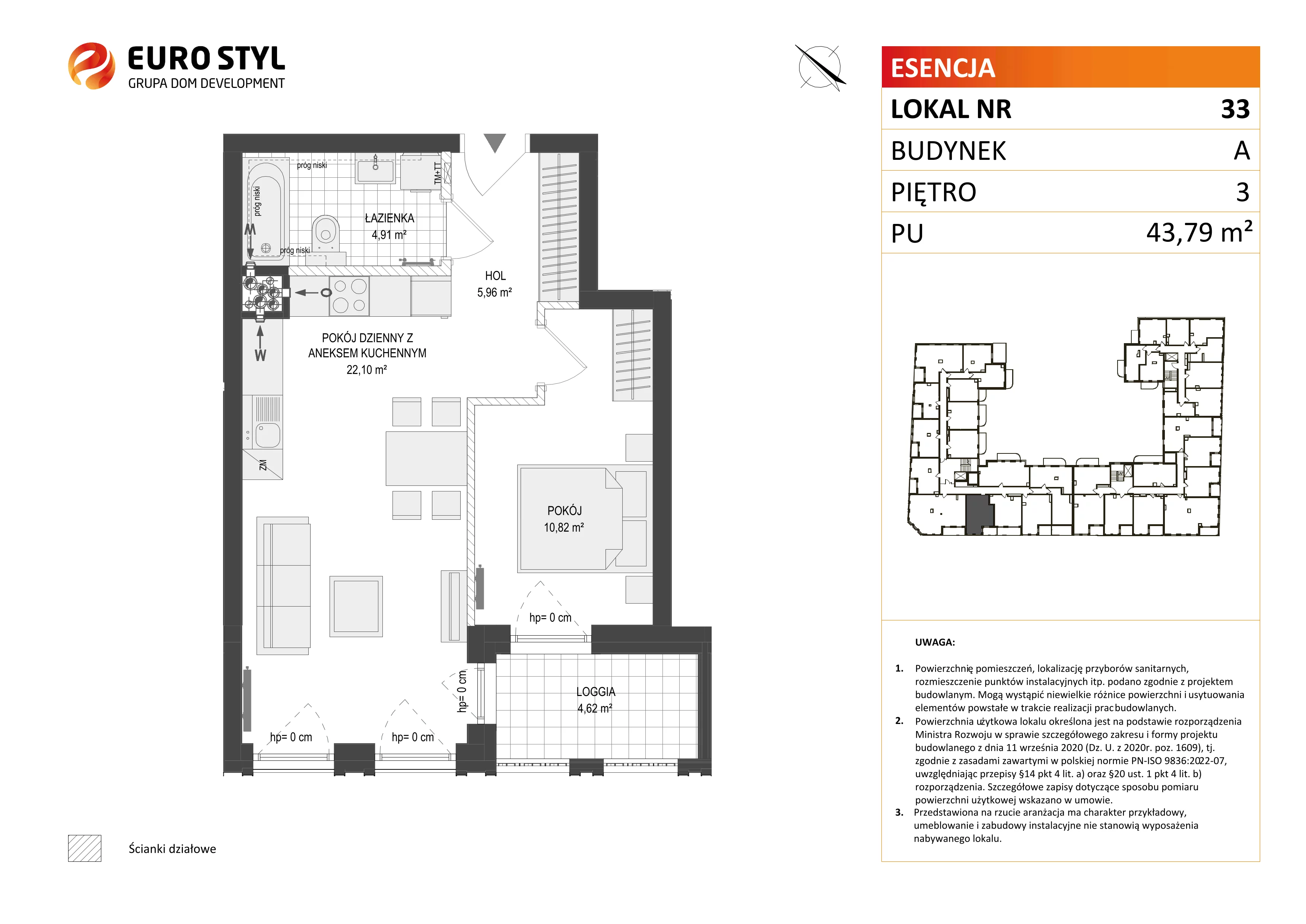 2 pokoje, mieszkanie 43,79 m², piętro 3, oferta nr A/33, Esencja, Gdańsk, Śródmieście, Dolne Miasto, ul. Kamienna Grobla / Jałmużnicza