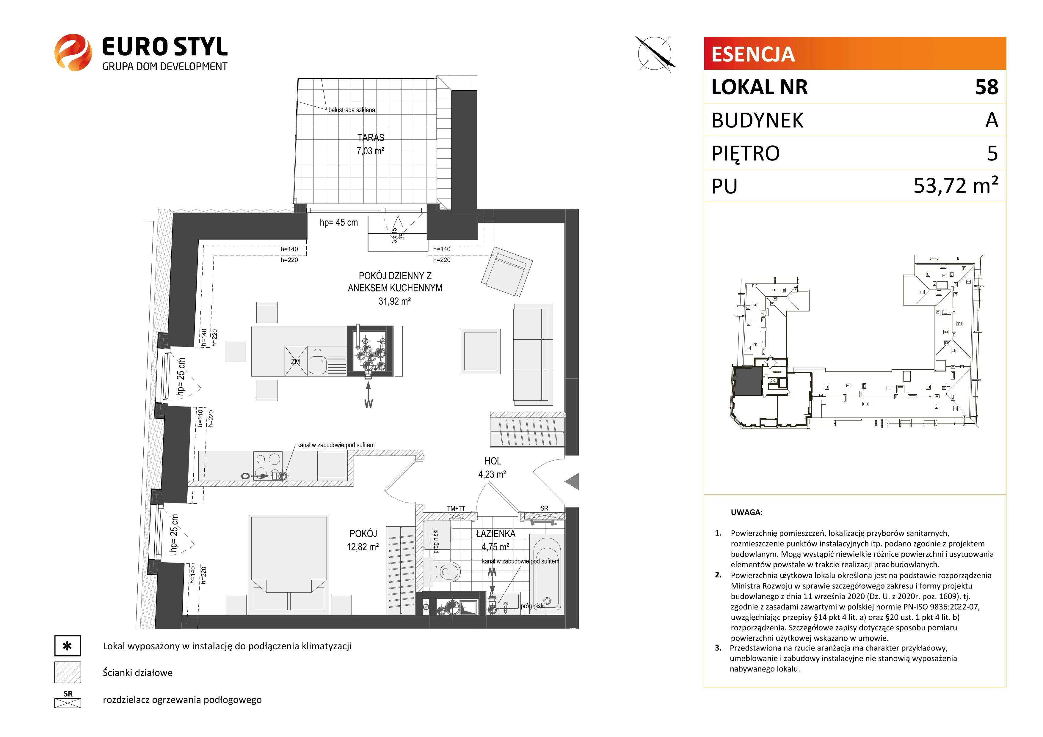 2 pokoje, mieszkanie 53,72 m², piętro 5, oferta nr A/58, Esencja, Gdańsk, Śródmieście, Dolne Miasto, ul. Kamienna Grobla / Jałmużnicza